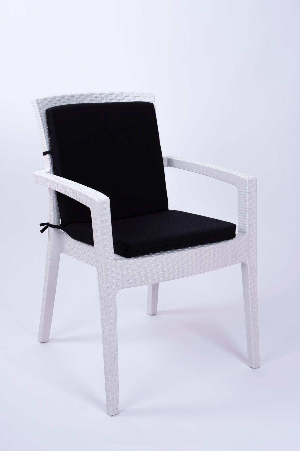 ALTINPAMUK Papatya Siyah Süngerli Arkalıklı Sandalye Minderi Özel Dikişli Bağcıklı 44x94 Cm