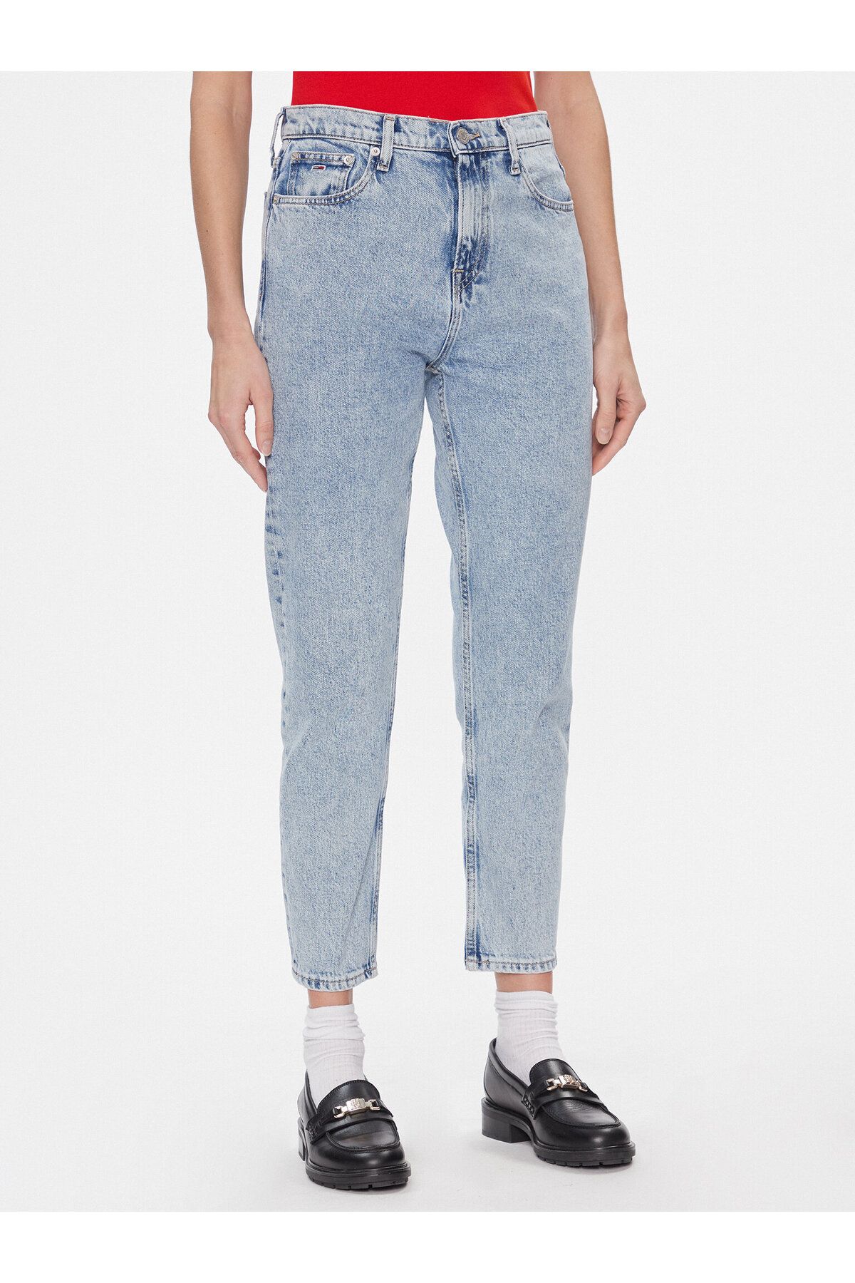 Tommy Hilfiger Kadın Denim Kumaş Normal Bel Düz Model Mavi Jeans DW0DW17453-1AB