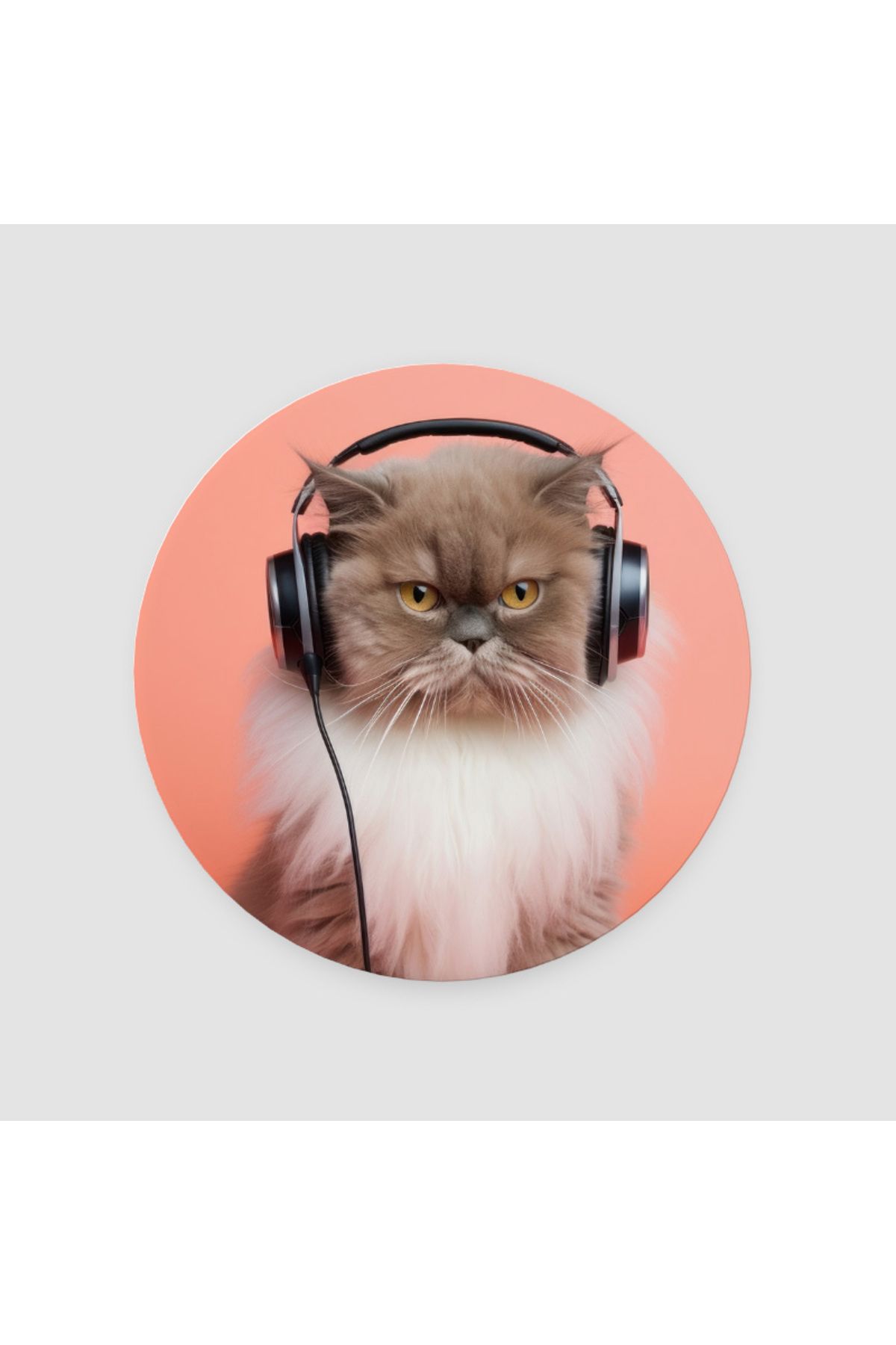 MoonArtica Müzik Tutkunu Kedi Tasarımlı 4lü Yuvarlak Bardak Altlığı