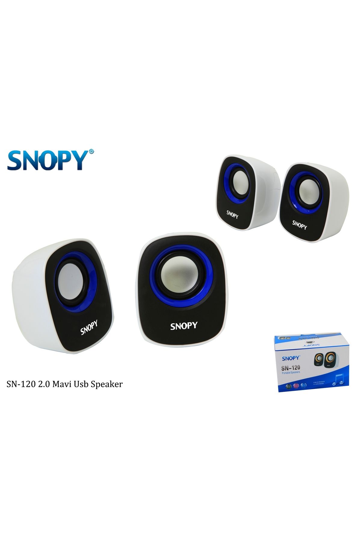 Snopy SN-120 Beyaz Mavi Usb Speaker