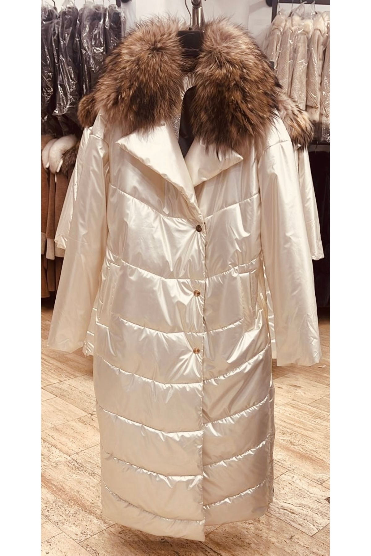 American Tise %100 Real Fox Fur Long Shiny Silver Coat %100 Gerçek K. Uzun Parlak Gümüş Mont