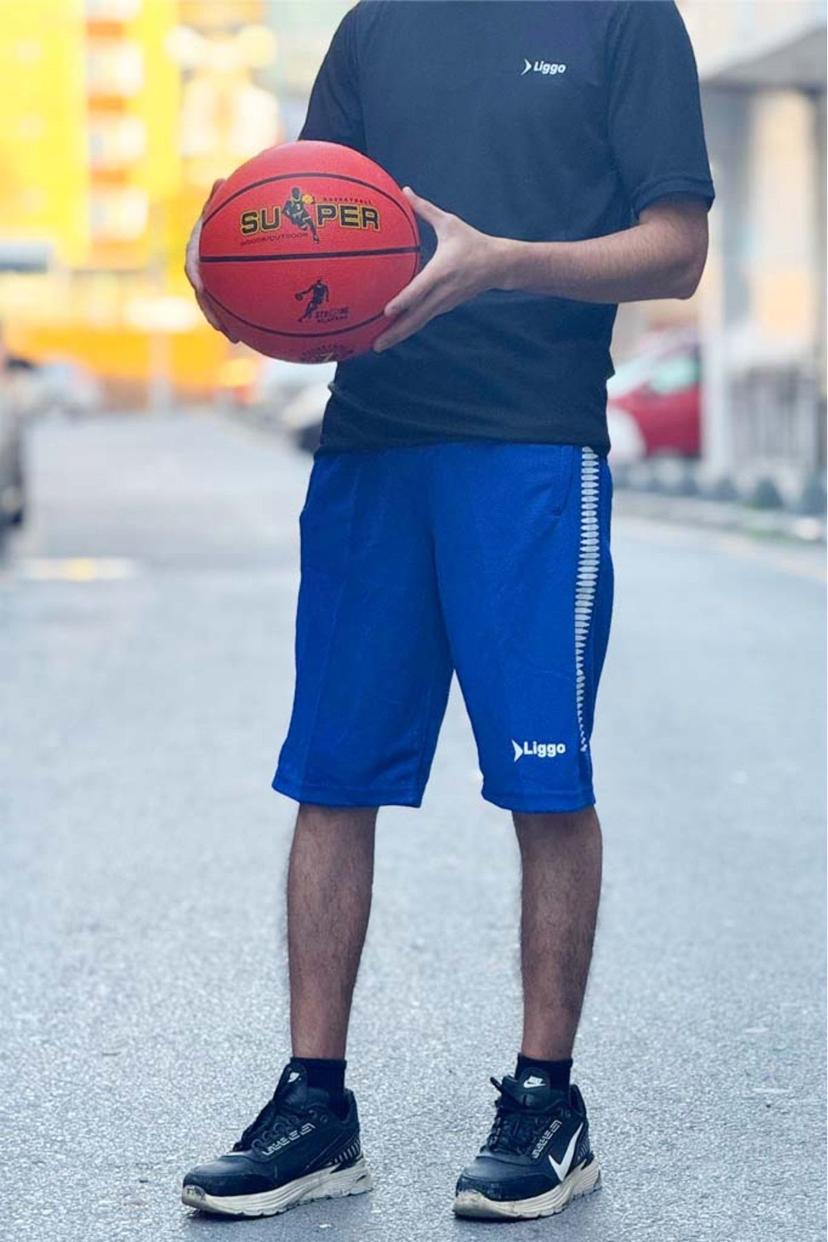 Liggo Erkek Basketbol Şortu Spor Kapri 3 Cep Fermuarlı Spor Şort