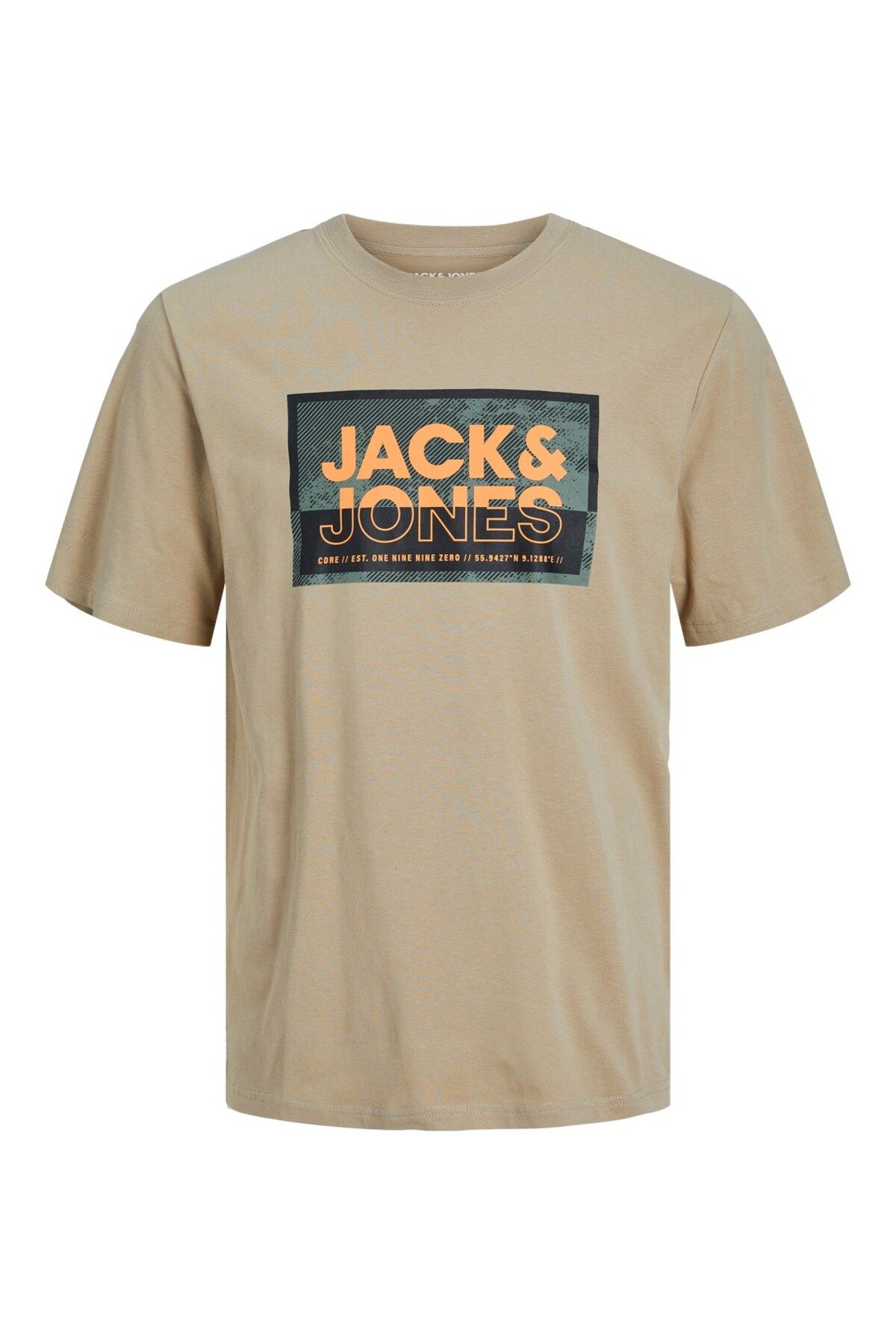 Jack & Jones Jack&Jones O Yaka Büyük Beden Bej Erkek %100 Pamuk T-Shirt 12257335