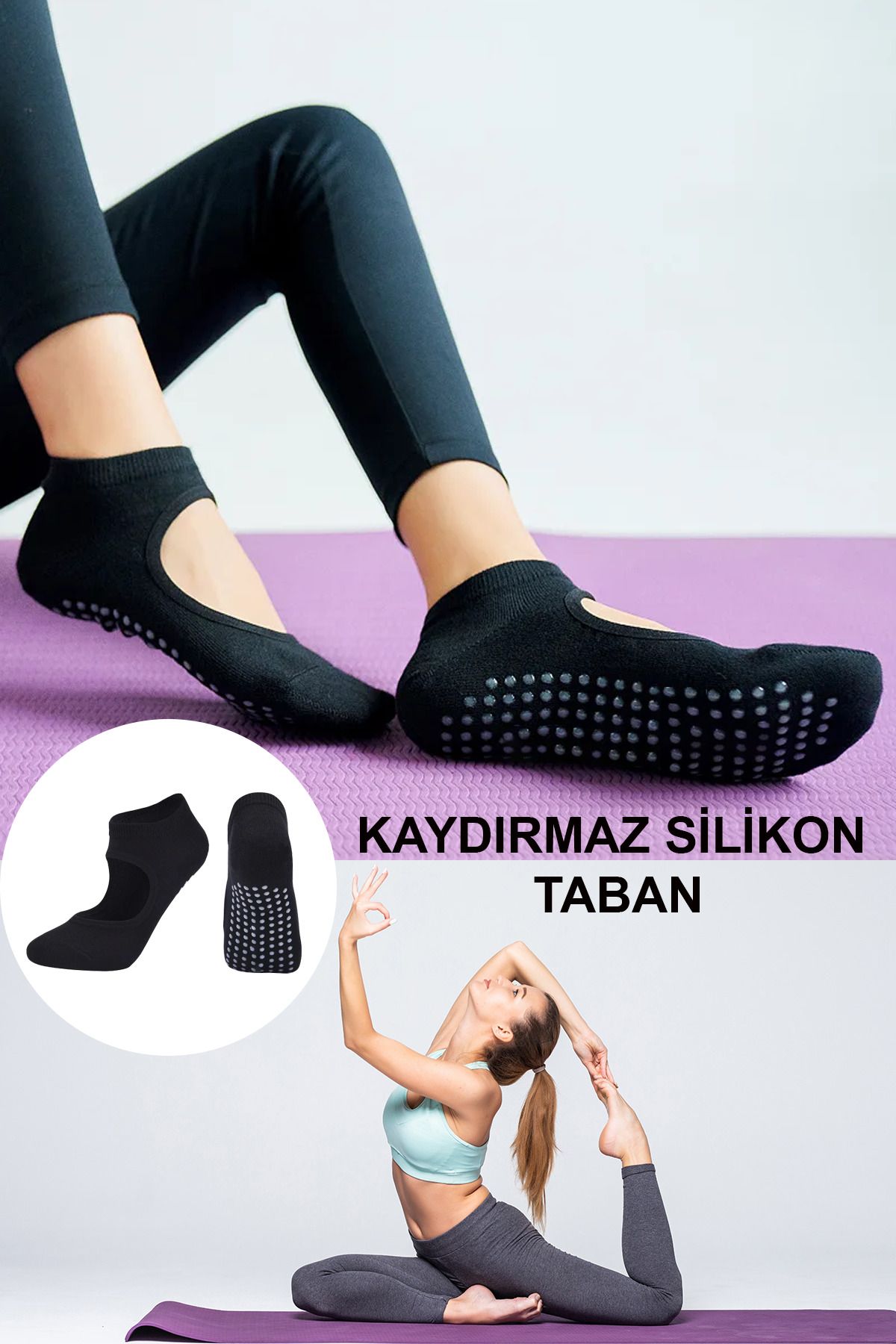 GAZELMANYA Pilates Ve Yoga Çorabı Kaydırmaz Tabanlı Pilates Çorabı Yoga Çorabı Plates Çorabı Dans Çorabı