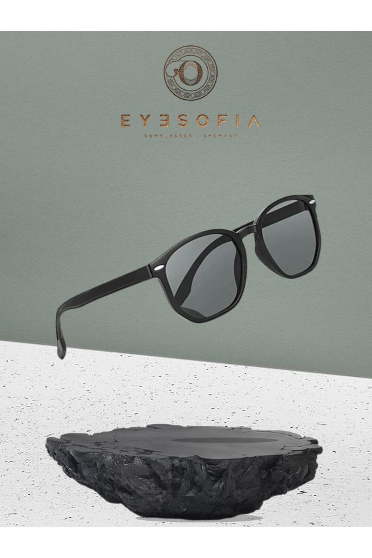 Gözlük marketi Beşgen Kemik Siyah Unisex Güneş Gözlüğü
