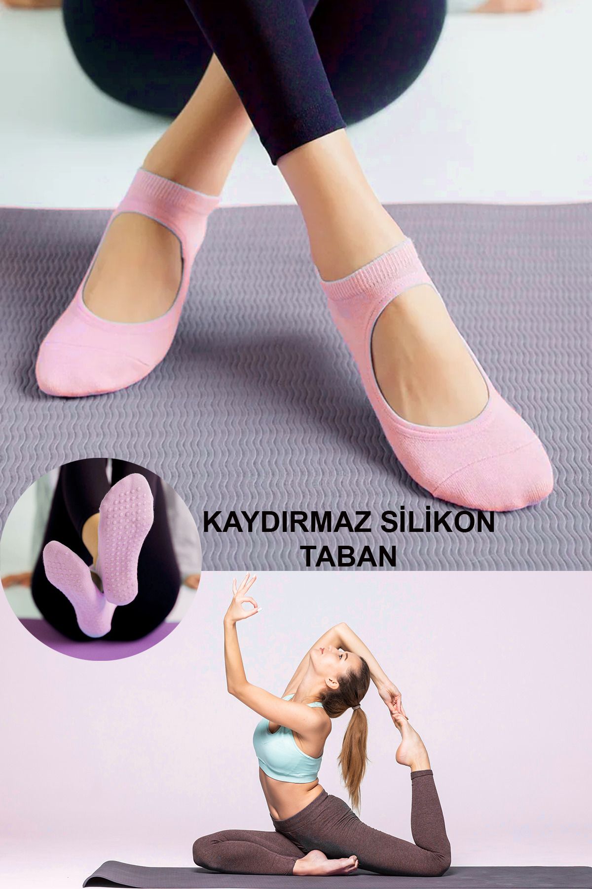 GAZELMANYA Pilates Ve Yoga Çorabı Kaydırmaz Tabanlı Pilates Çorabı Yoga Çorabı Plates Çorabı Dans Çorabı