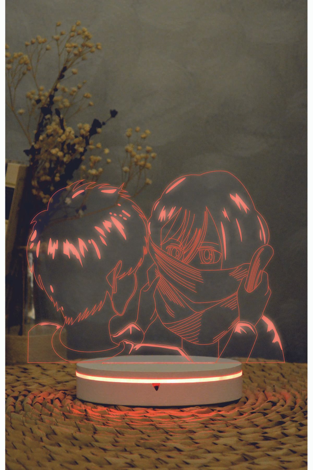 Yubi Design Mikasa, Eren, Attack On Titan - 3 boyutlu led lamba 16 renk dekoratif anime gece lambası 3D