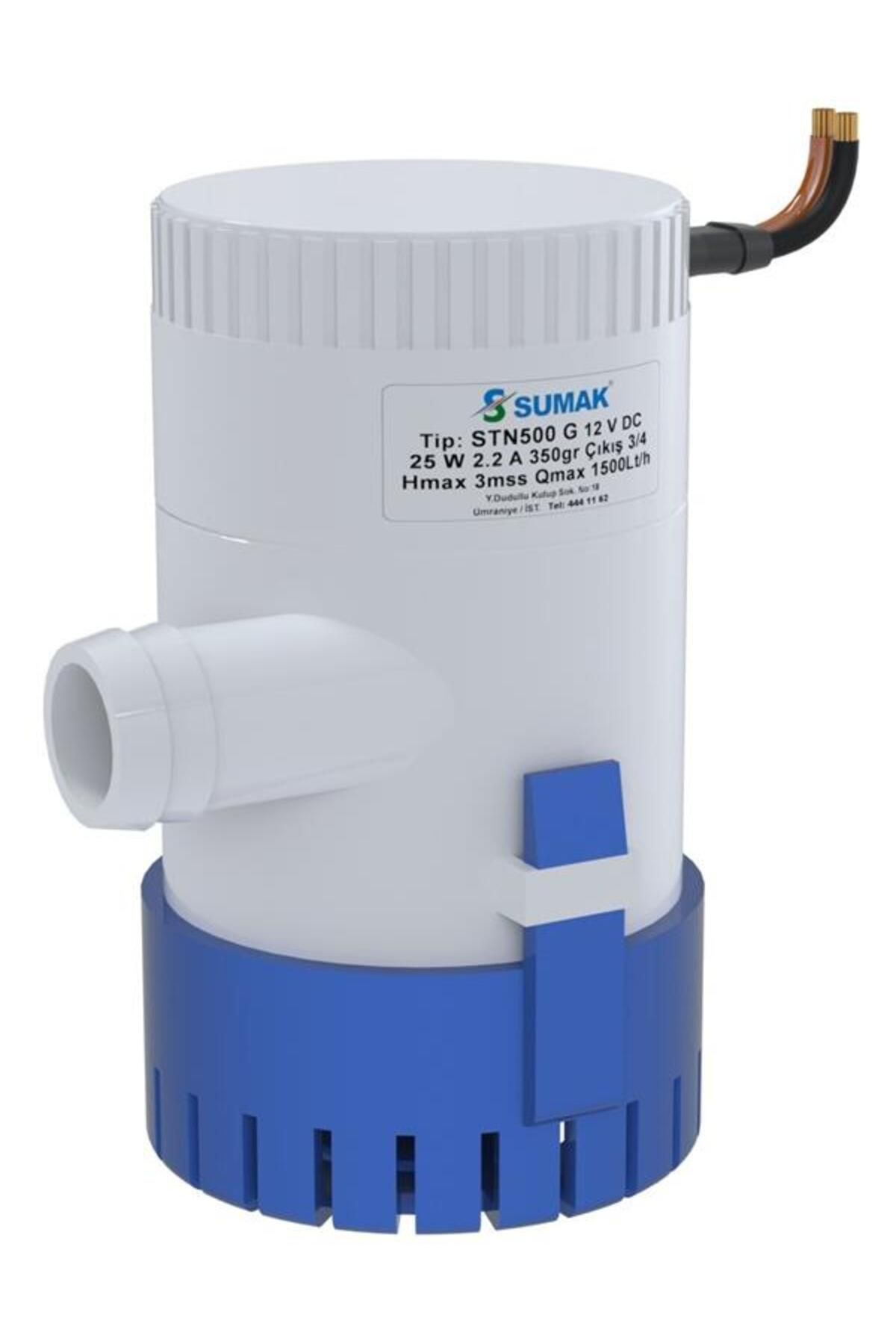 Sumak Sumak STN500G Sintine Dalgıç Pompa 3 mss 1500 litre/h 12 VOLT -Manuel-