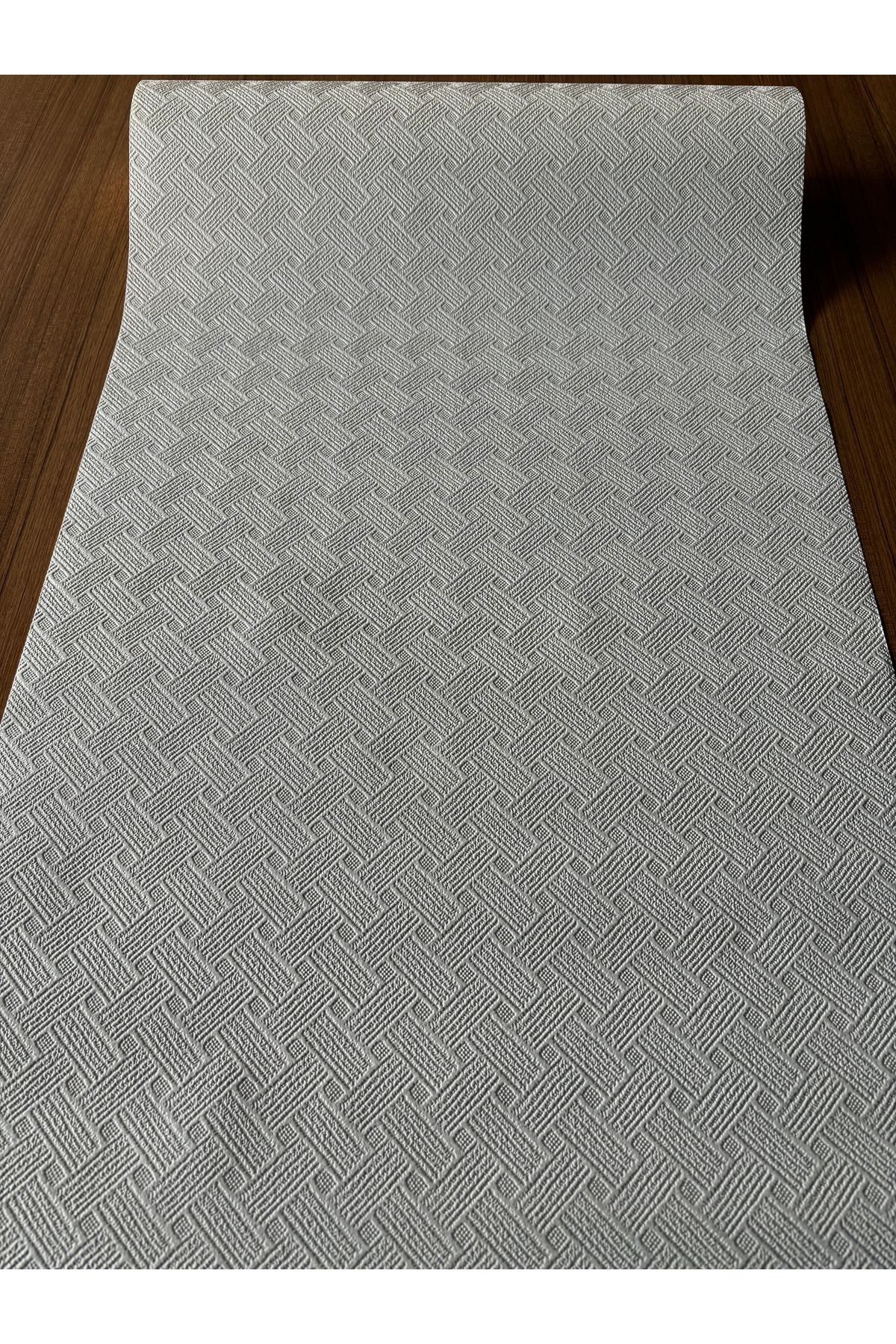 BAŞYAPI DİZAYN Kırık Beyaz Boyanabilir Geometrik Desenli Ithal Duvar Kağıdı (5m²)
