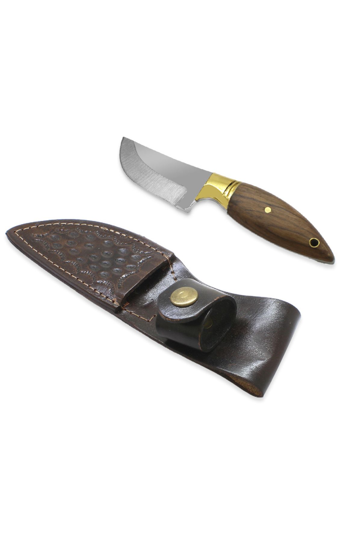 Tesbihane Özel Kutulu Kök Ceviz Ağacı Mini Barınlı 4116 Çelik Avcı/Kamp Bıçağı