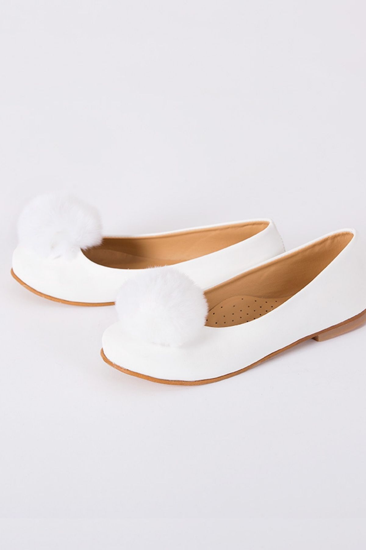 Goose Rahat Beyaz Pon Pon Babet Çocuk Ayakkabısı