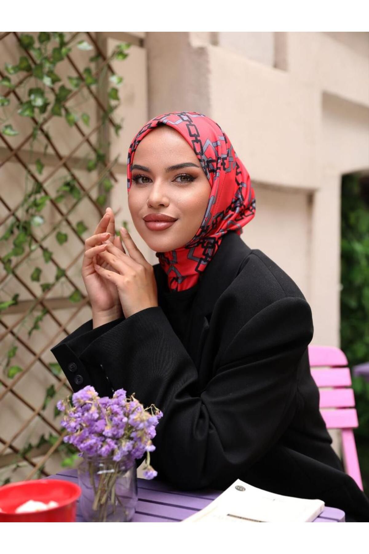 OykumBone DC25 DESENLİ Çıtçıtlı Hazır Pratik Hijab Günlük ve Havuz Bone Tesettür Kadın Şal Eşarp