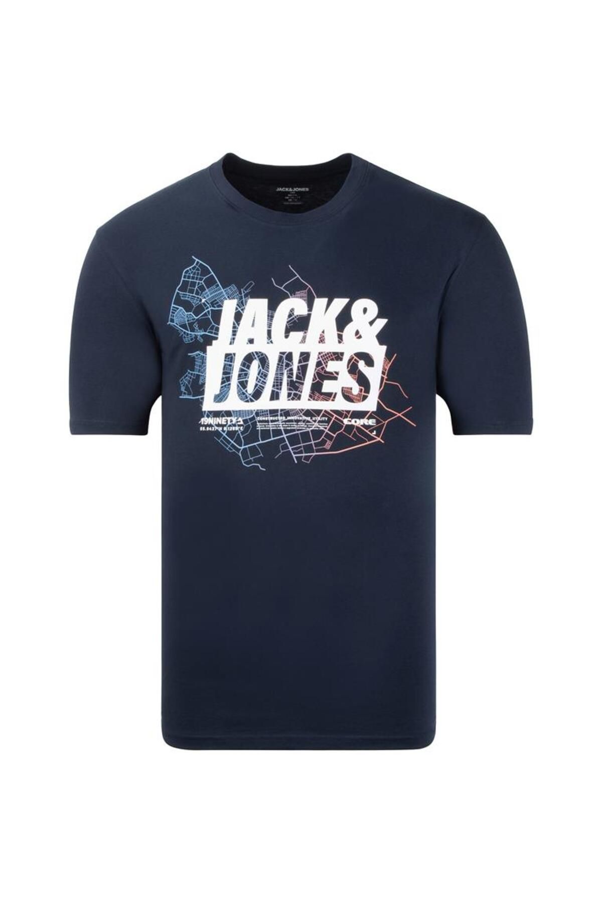 Jack & Jones Jack&Jones Yuvarlak Yaka Büyük Beden Lacivert Erkek %100 Pamuk T-Shirt 12257364