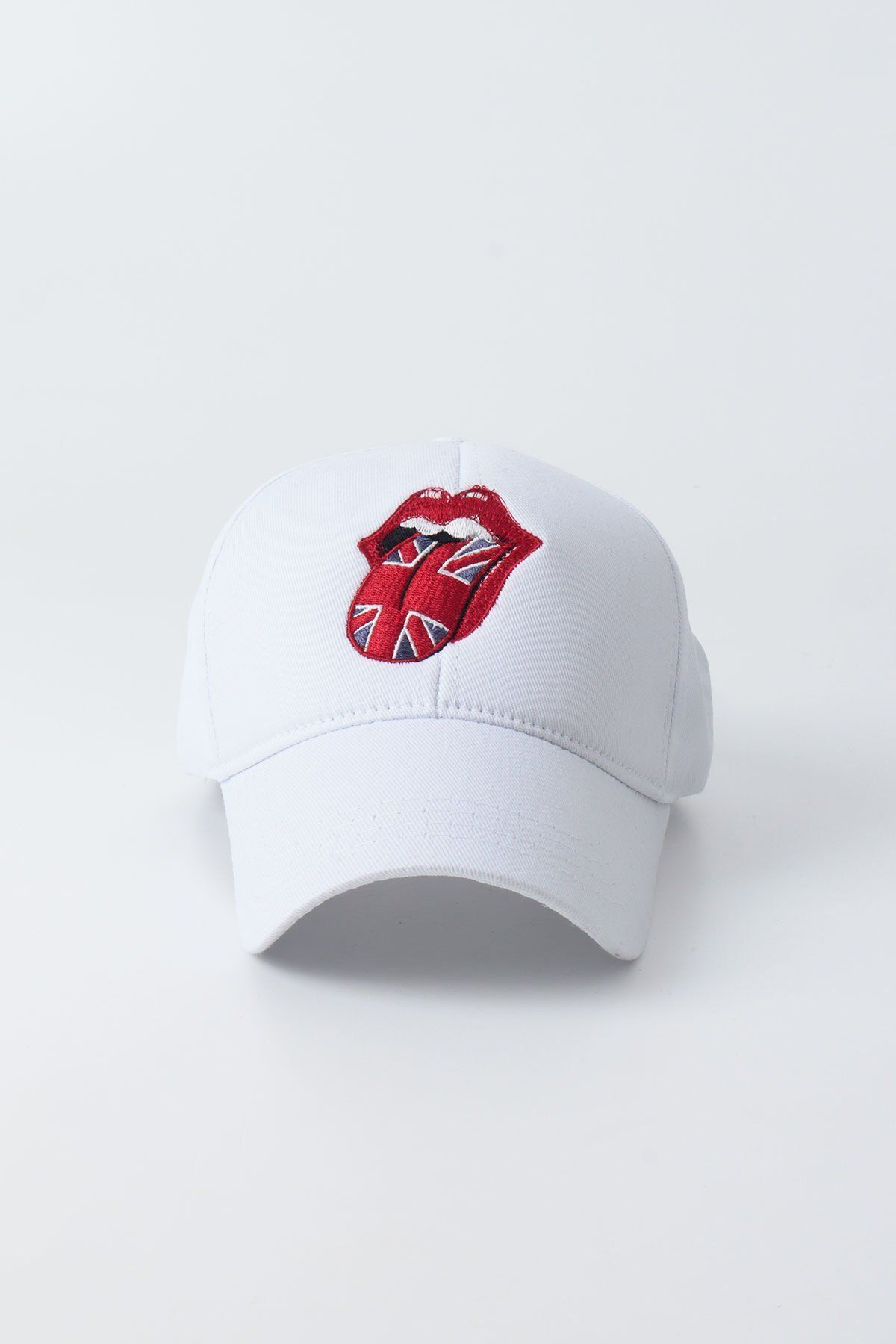 Kapin Dudak Dil Logolu Kep Şapka - Beyaz