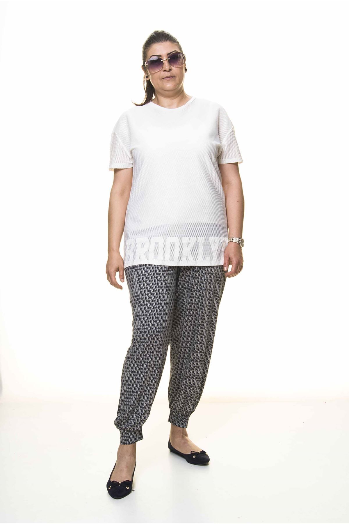 Modayız Kadın Büyük Beden Desenli Yazlık Şalvar Pantolon 13c-3097