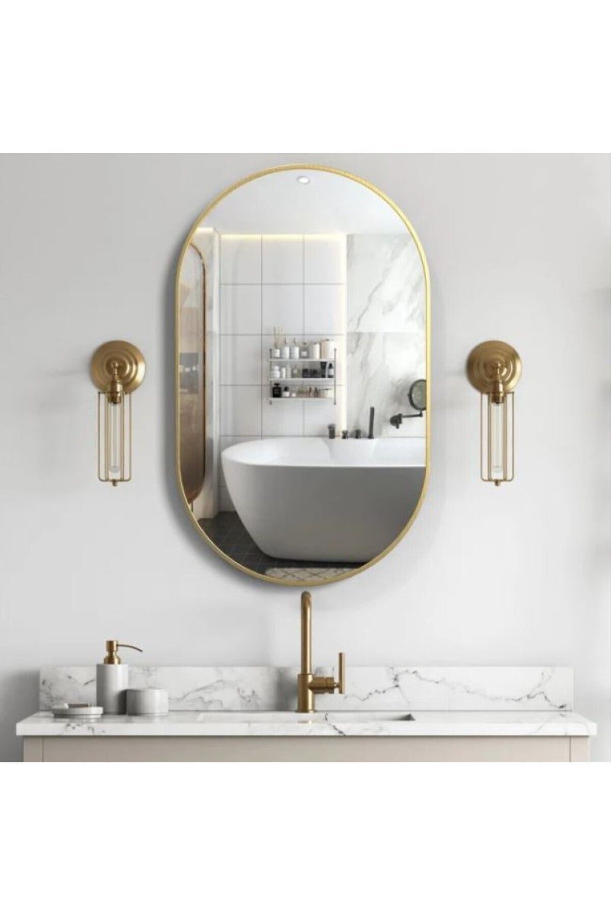 CG HOME Model Alfa Dekoratif Ayna Duvar Aynası Konsol Aynası Mdf Elips Ayna