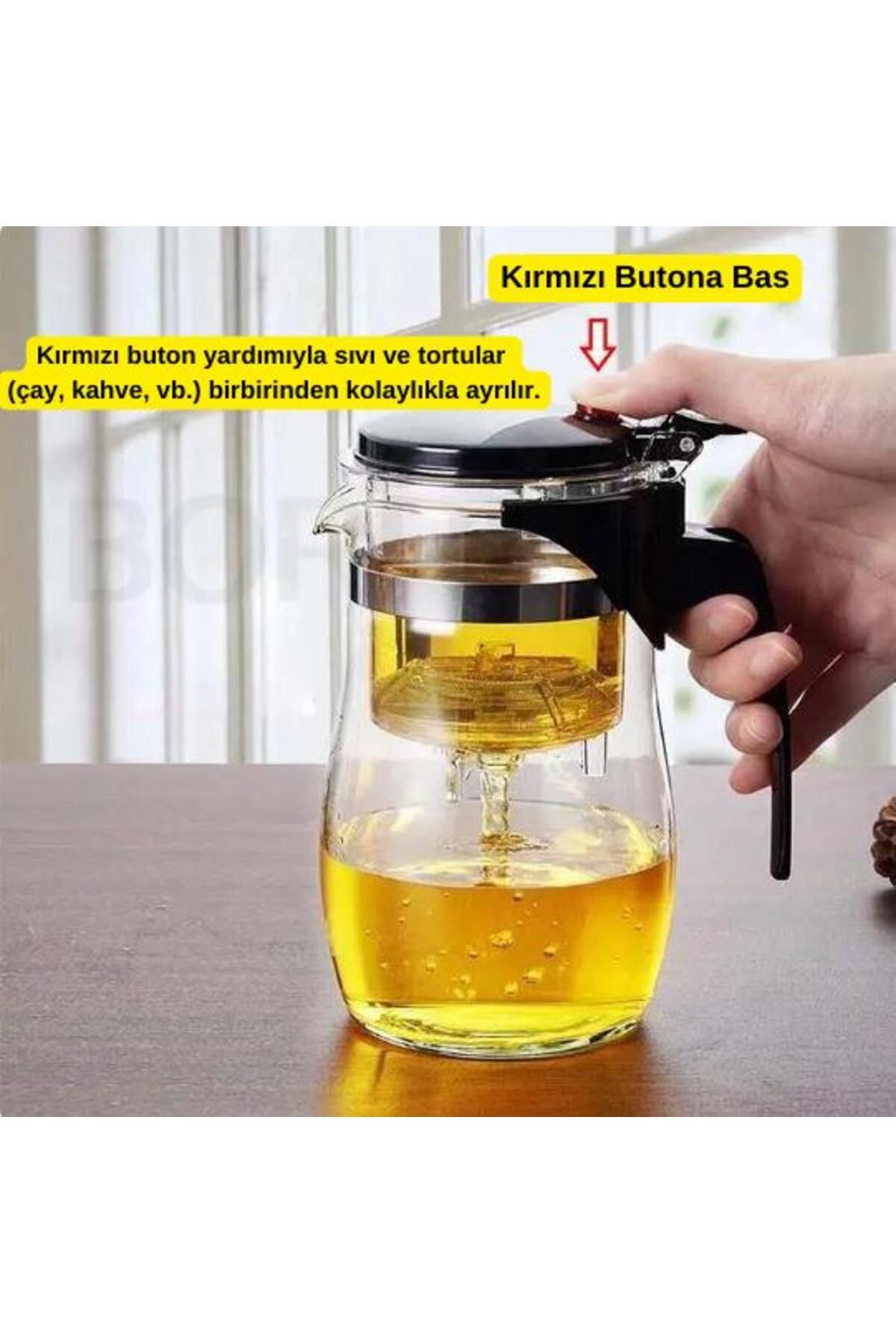 Atbyhome Bambum - Borosilikat French Press Cam Süzgeçli Demlik - Teapot 500 ml