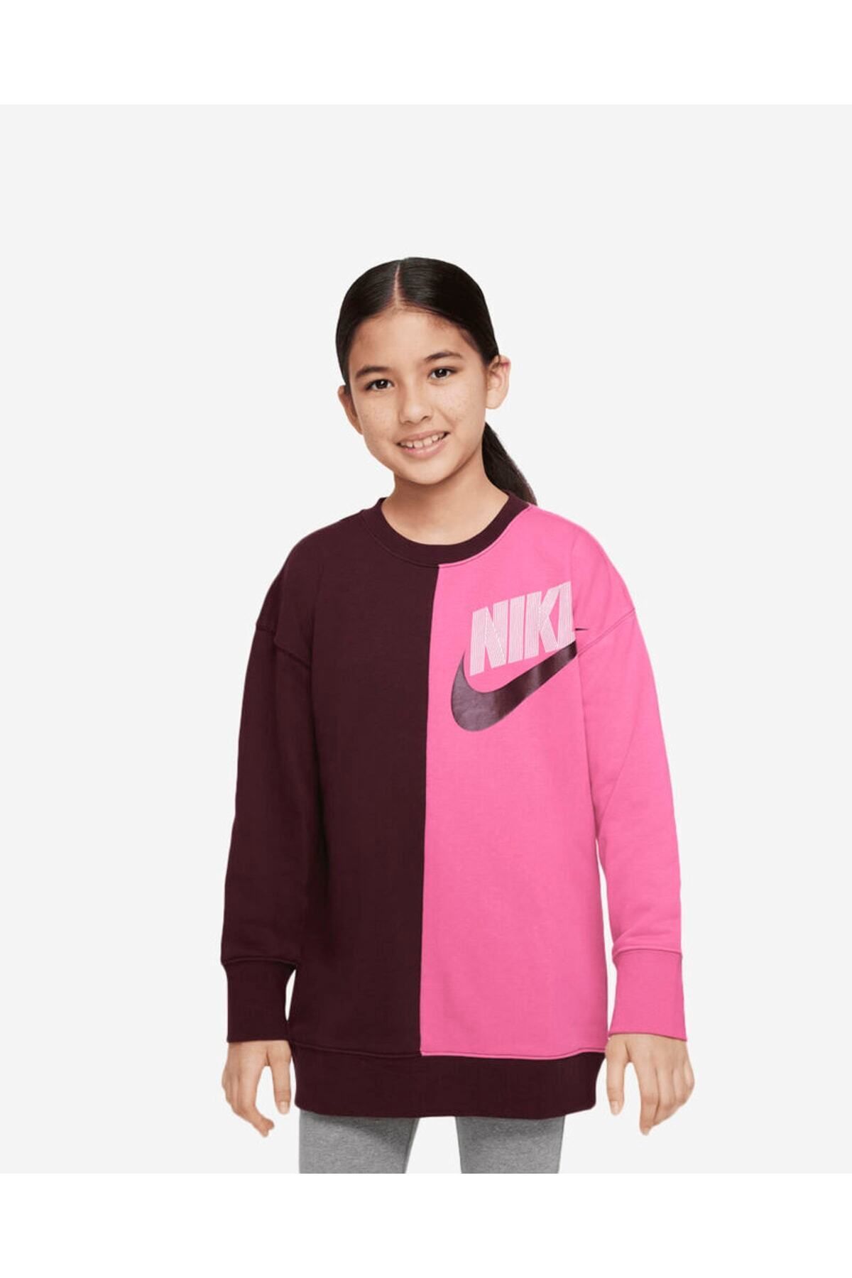 Nike Sportswear French Terry Color Block (Girls') Çocuk Sweatshirt DV0347-652