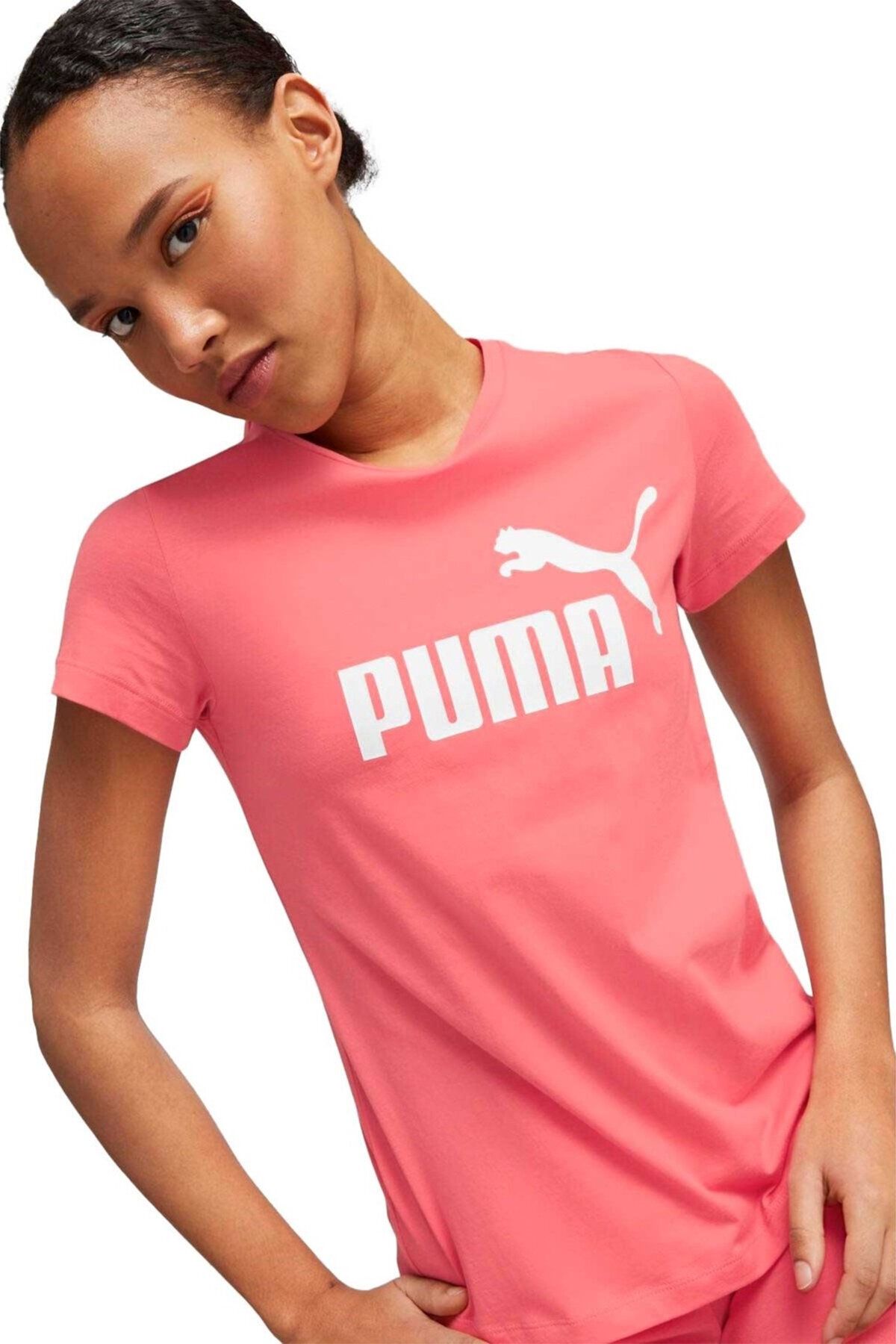 Puma ESS Logo Tee (s) Pembe Kadın Kısa Kol T-Shirt