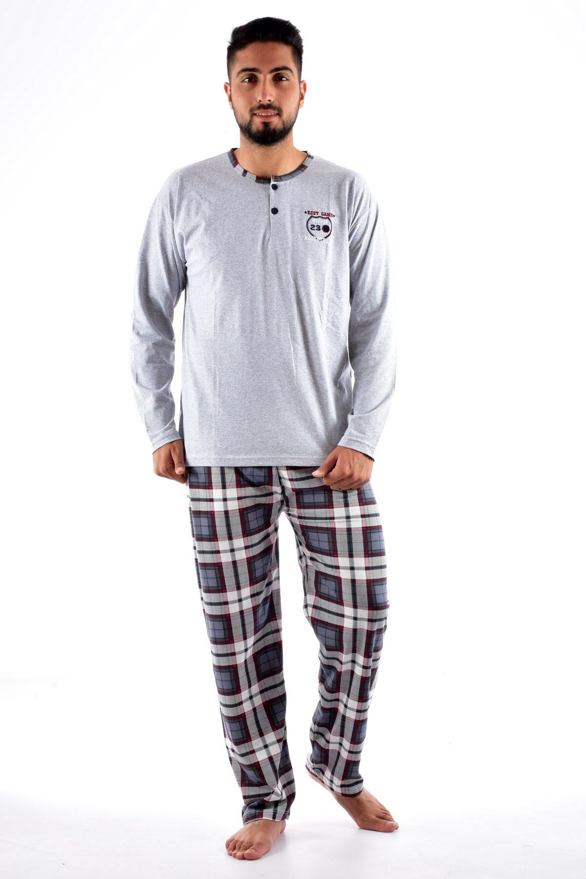 Pemilo Erkek 2105 Uzun Kol Süprem Pijama Takımı Gri