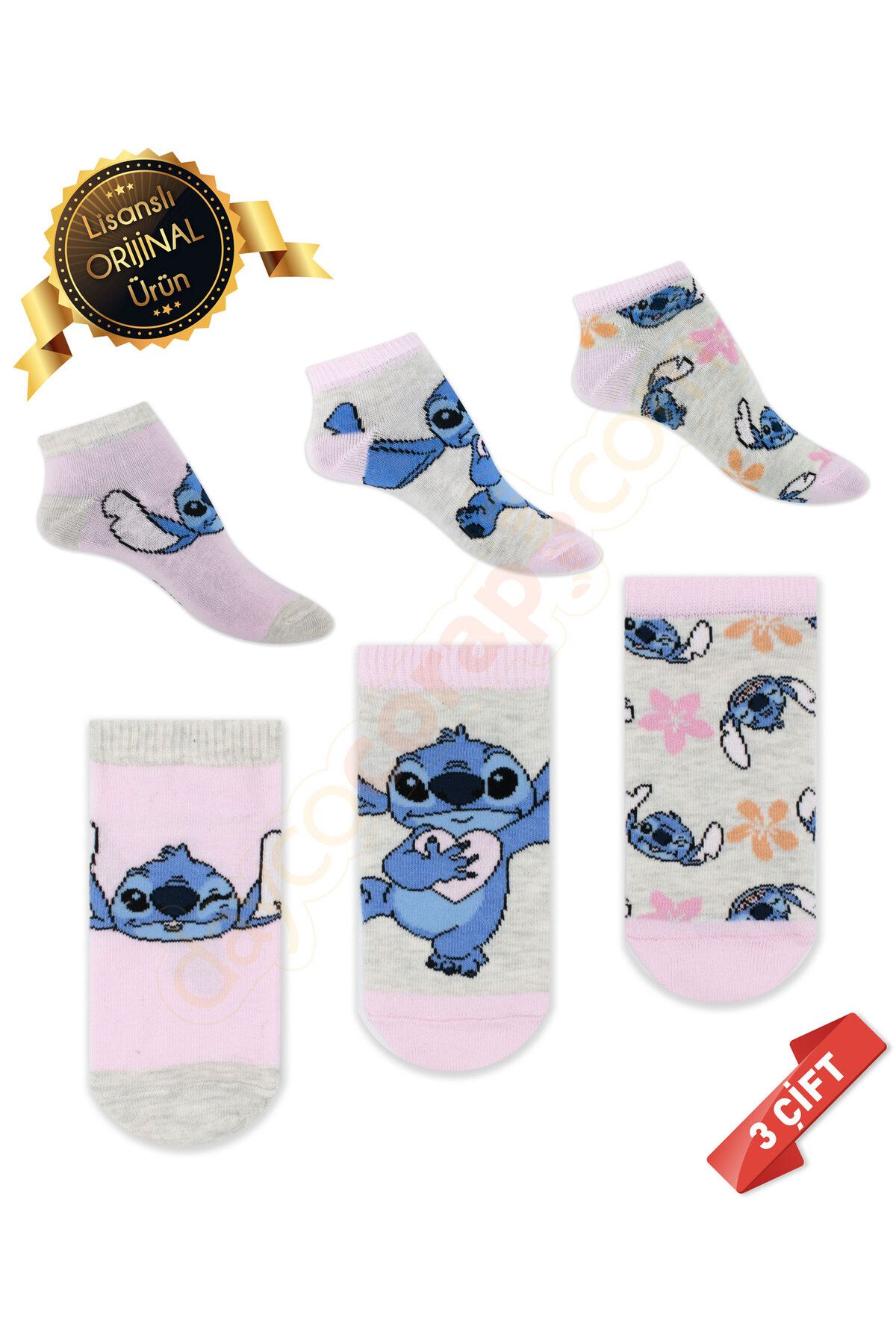 DAYCO Stitch Desenli Lisanslı Orijinal Stitch Çorabı Patik Boy-DL15610707-STC-PTK-35-38