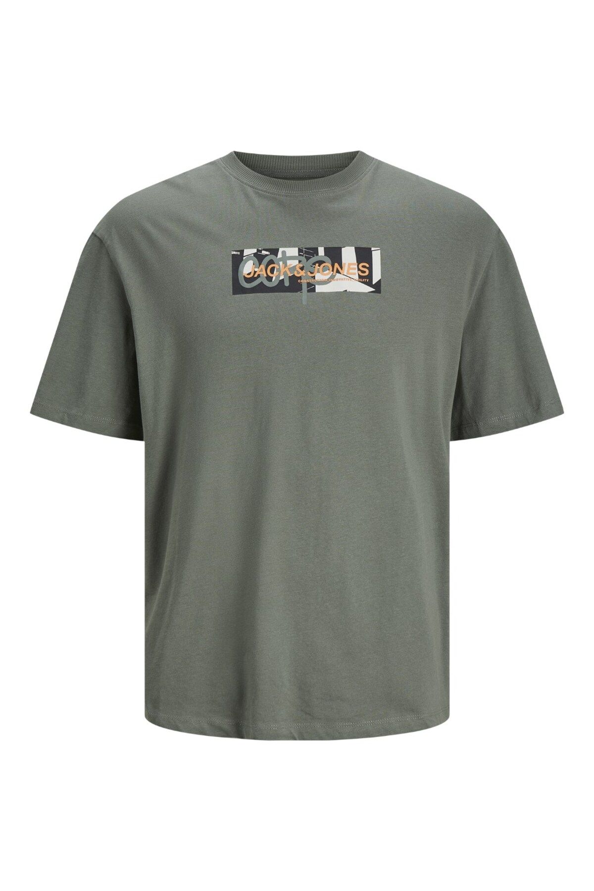 Jack & Jones Jack&Jones O Yaka Büyük Beden Yeşil Erkek %100 Pamuk T-Shirt 12257369