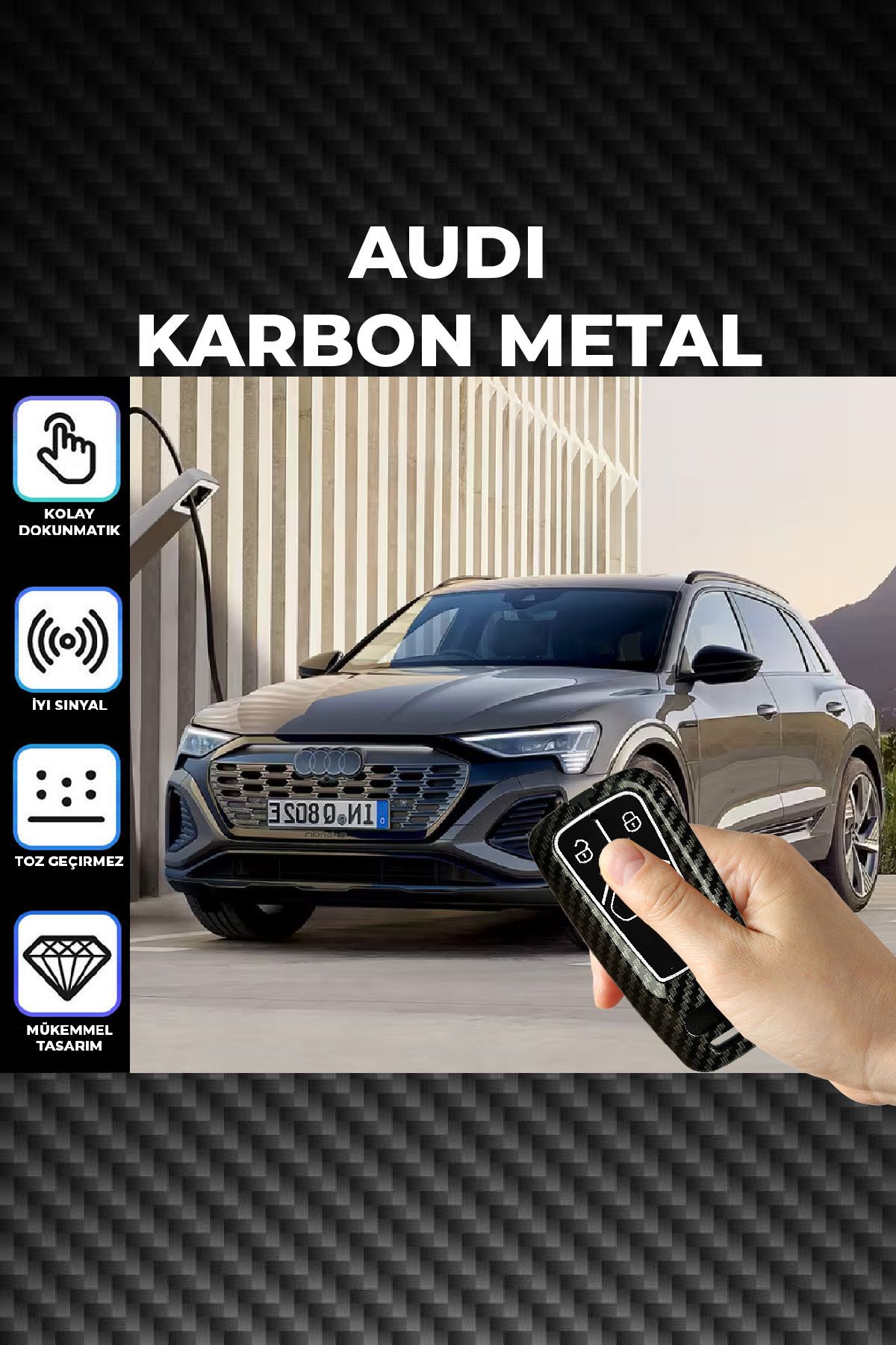 C9 Audi Uyumlu Karbon Metal Anahtar Kılıfı