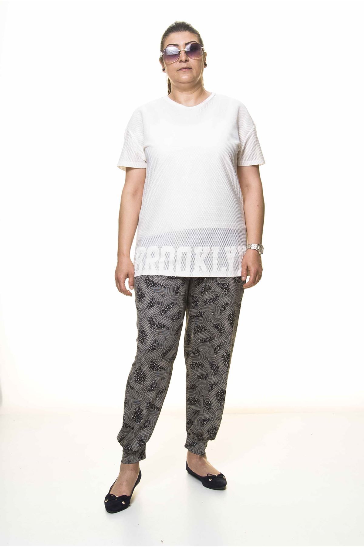 Modayız Kadın Büyük Beden Desenli Yazlık Şalvar Pantolon 13c-3090