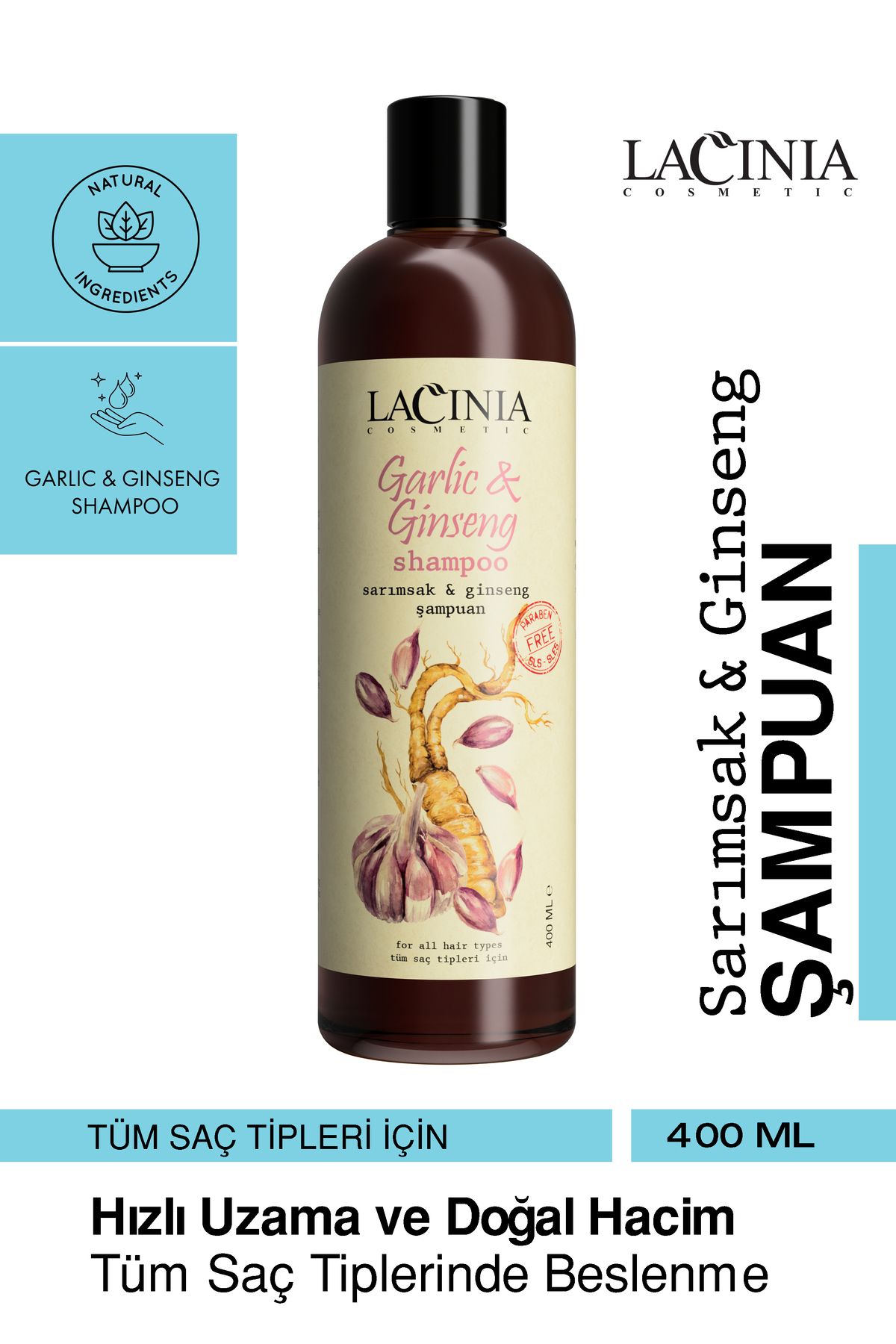 Lacinia Sarımsak & Ginseng Özlü Şampuan 400ml