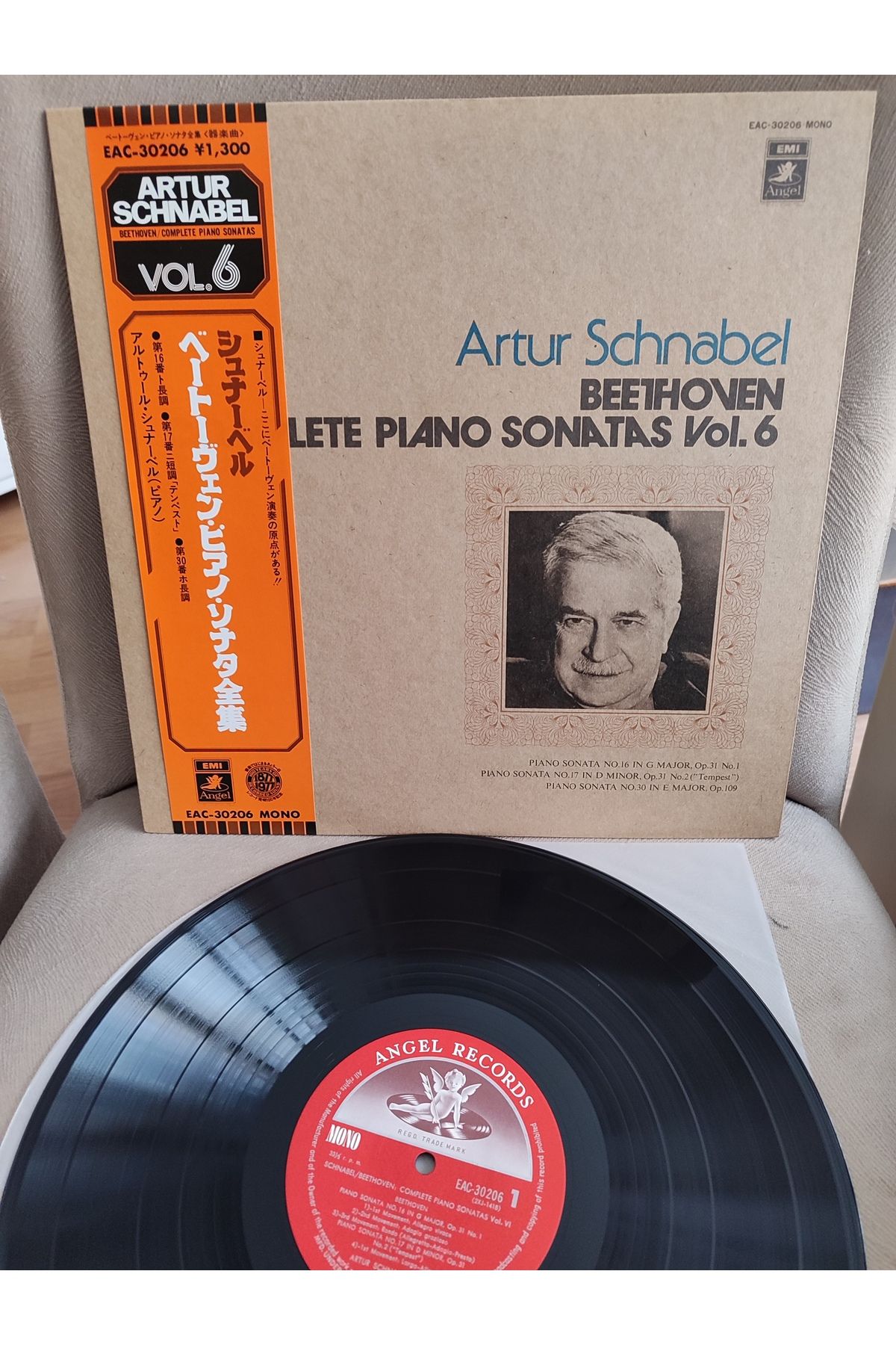 Plakperest ARTHUR SCHNABEL - Beethoven Complete Piano Sonatas Vol. 6 - 1977 Japonya Basım LP Plak Albüm Obi’li