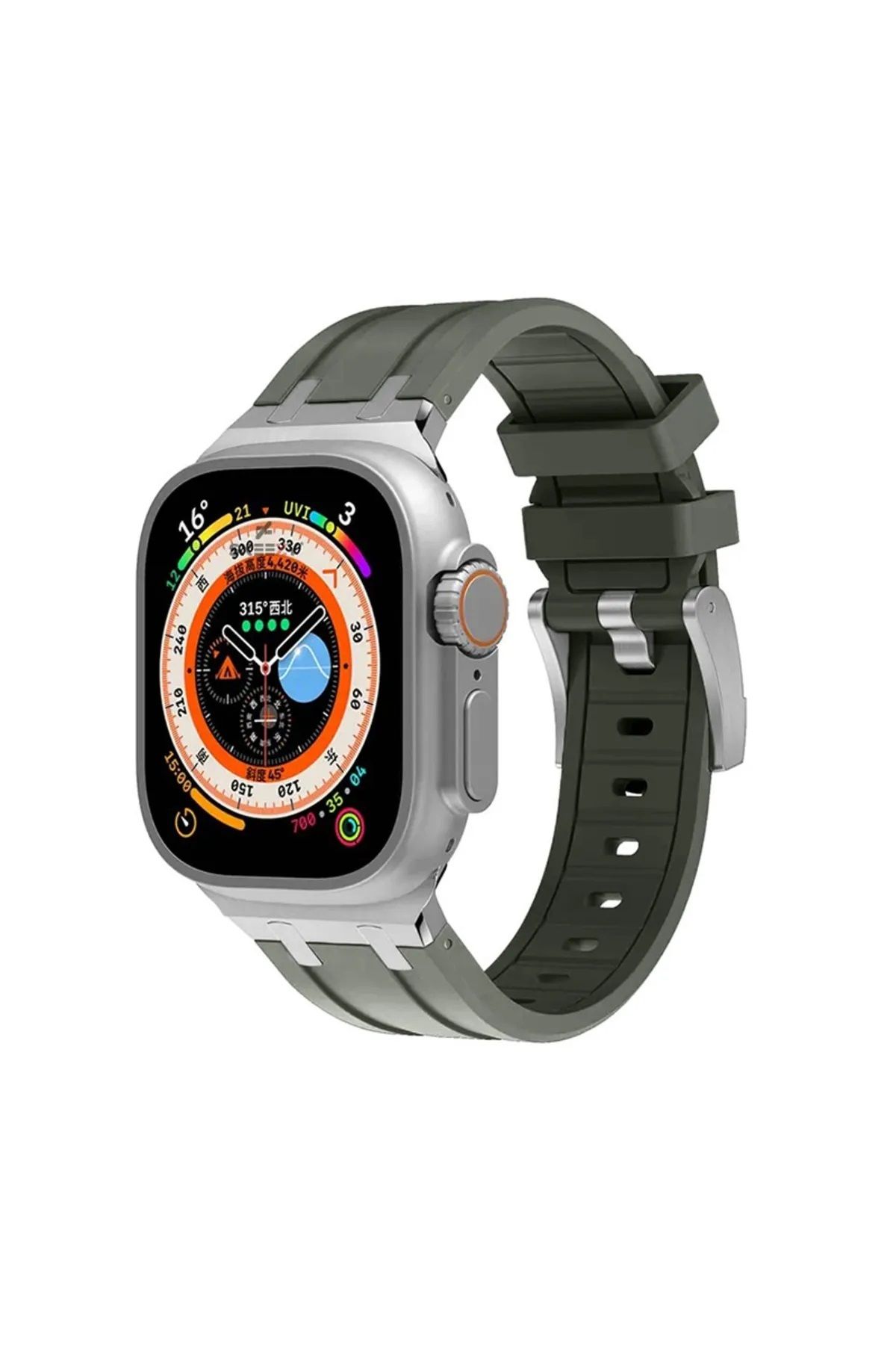 Nezih Case Apple Watch Seri 2/3/4/5/6/7/8/9/se/ultra/ultra2 42mm 44mm 45mm 49mm Metal Toka Silikon Kordon