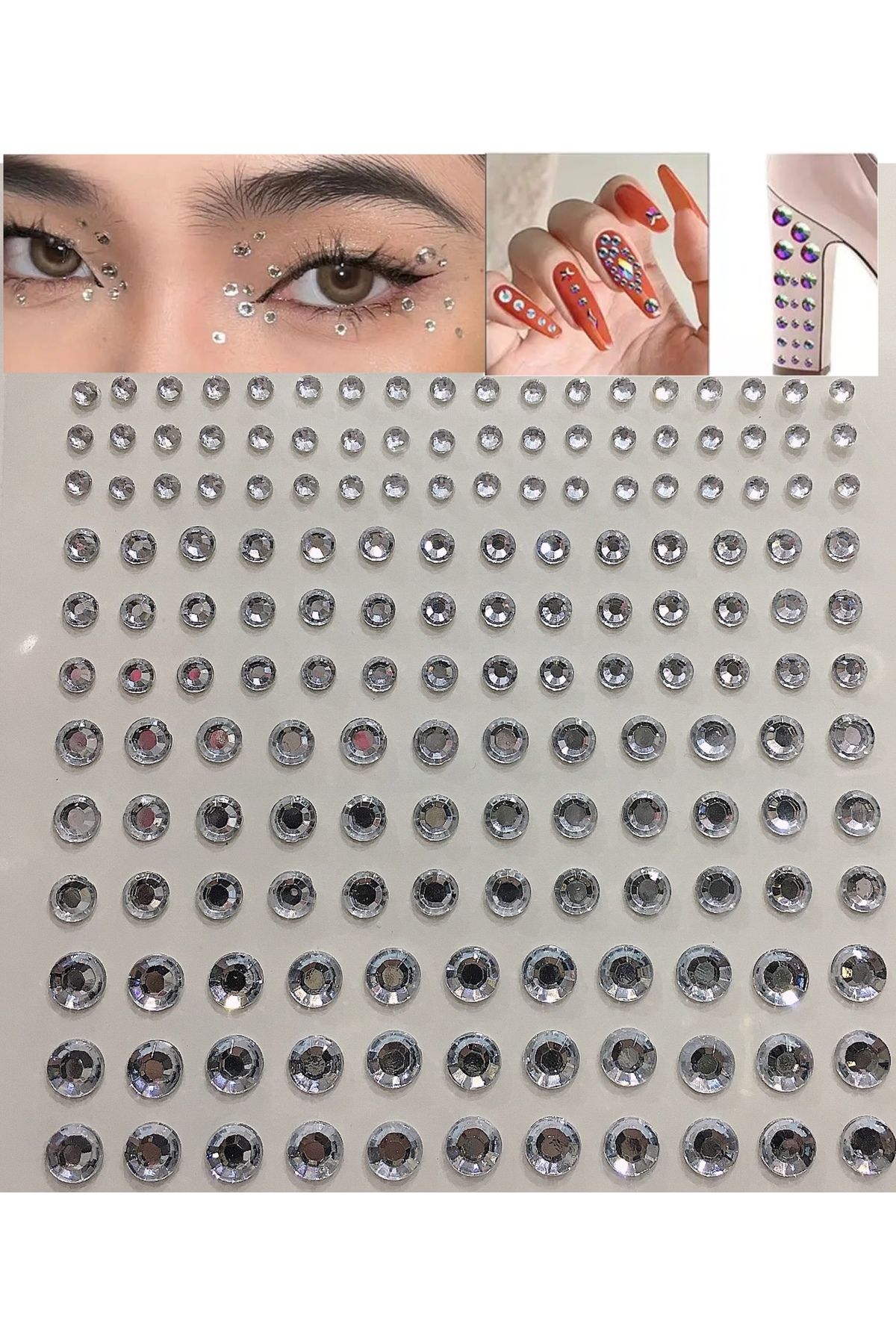 NEW HİLL Yüz,tırnak Ve Saç Sticker Makyaj Taşı Kristal,kendinden Yapışkanlı-165 Adet