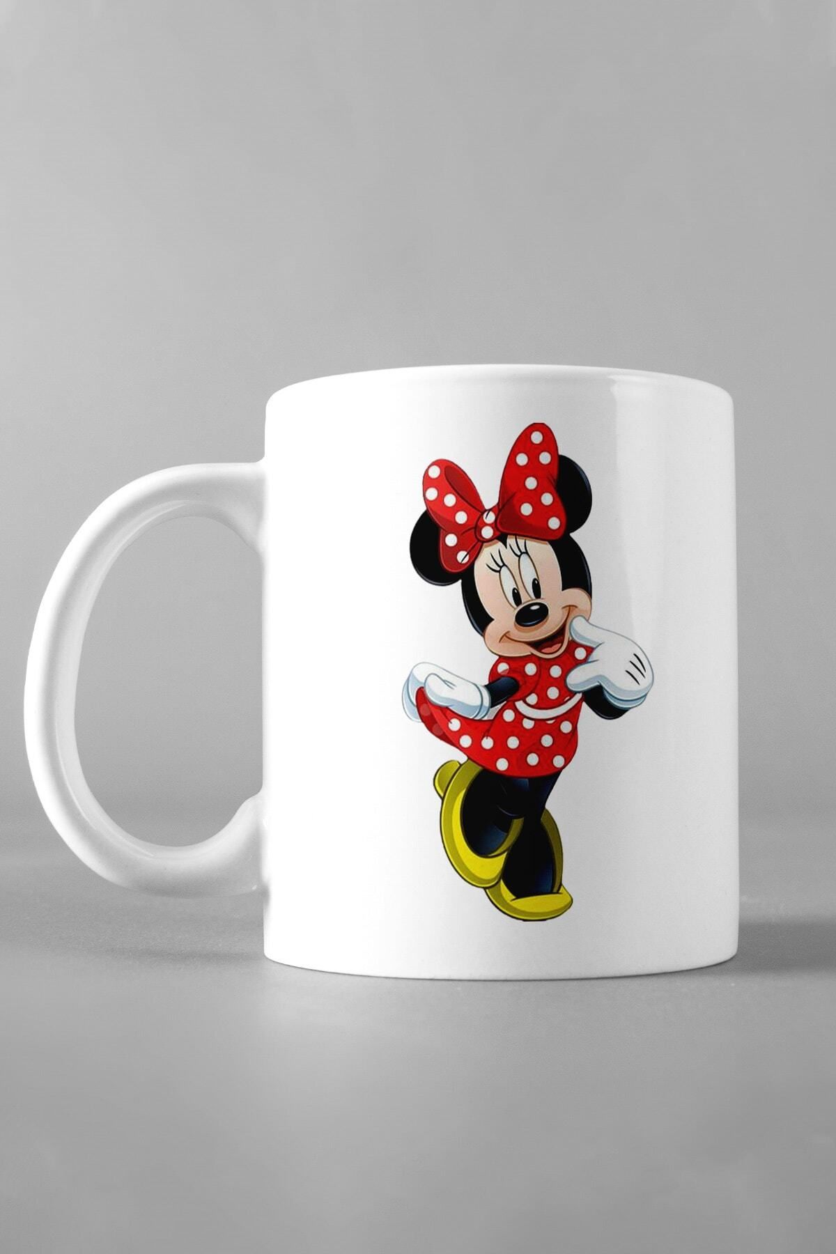 SE CREATIVE DESIGNS Beyaz Minnie Mouse Baskılı Kupa Bardak, Çay-kahve-çorba Kupası