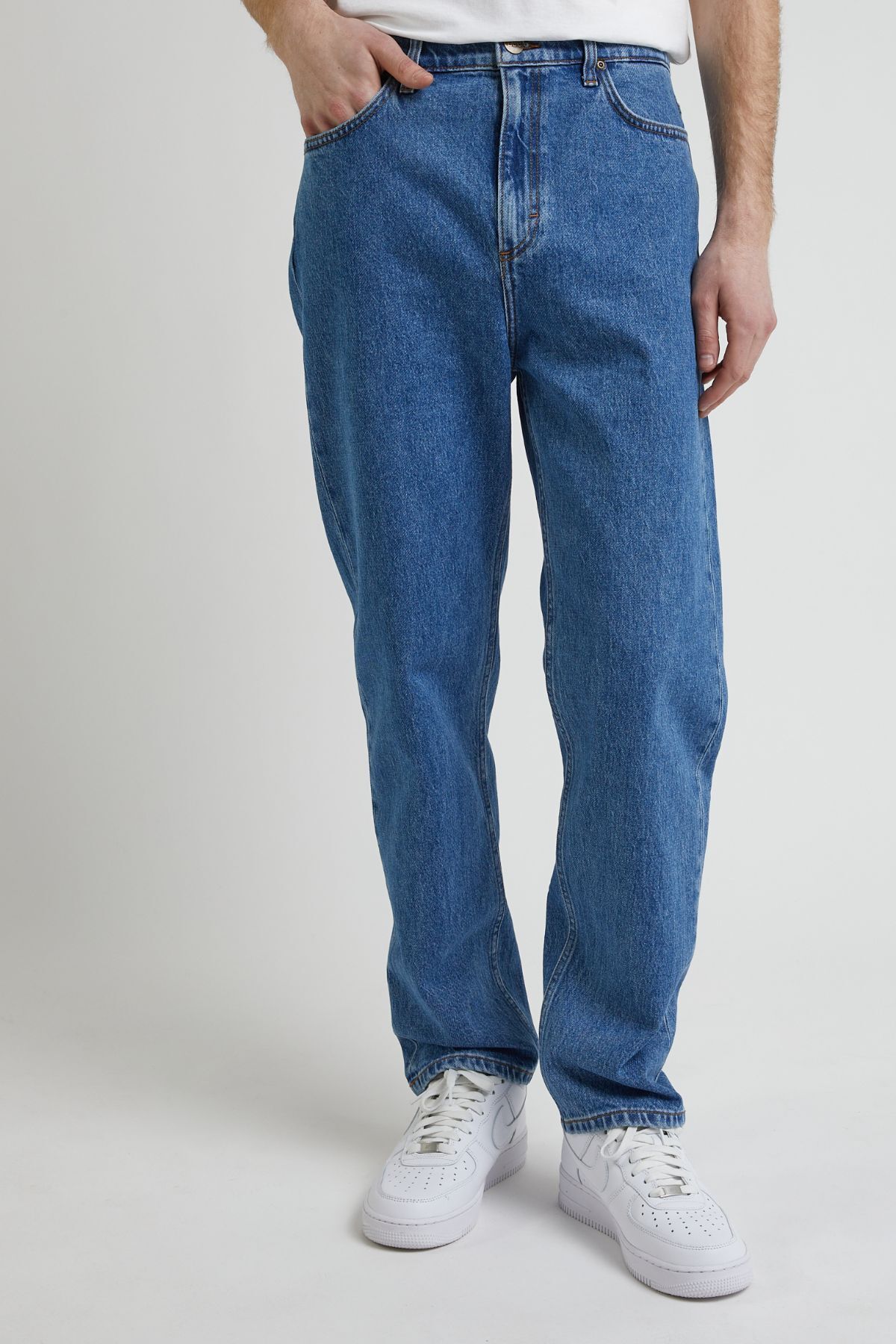 Lee Oscar Straight Fit Düz Kesim Yüksek Bel Düz Paça %100 Pamuk Mavi Erkek Jean Denim Kot Pantolon