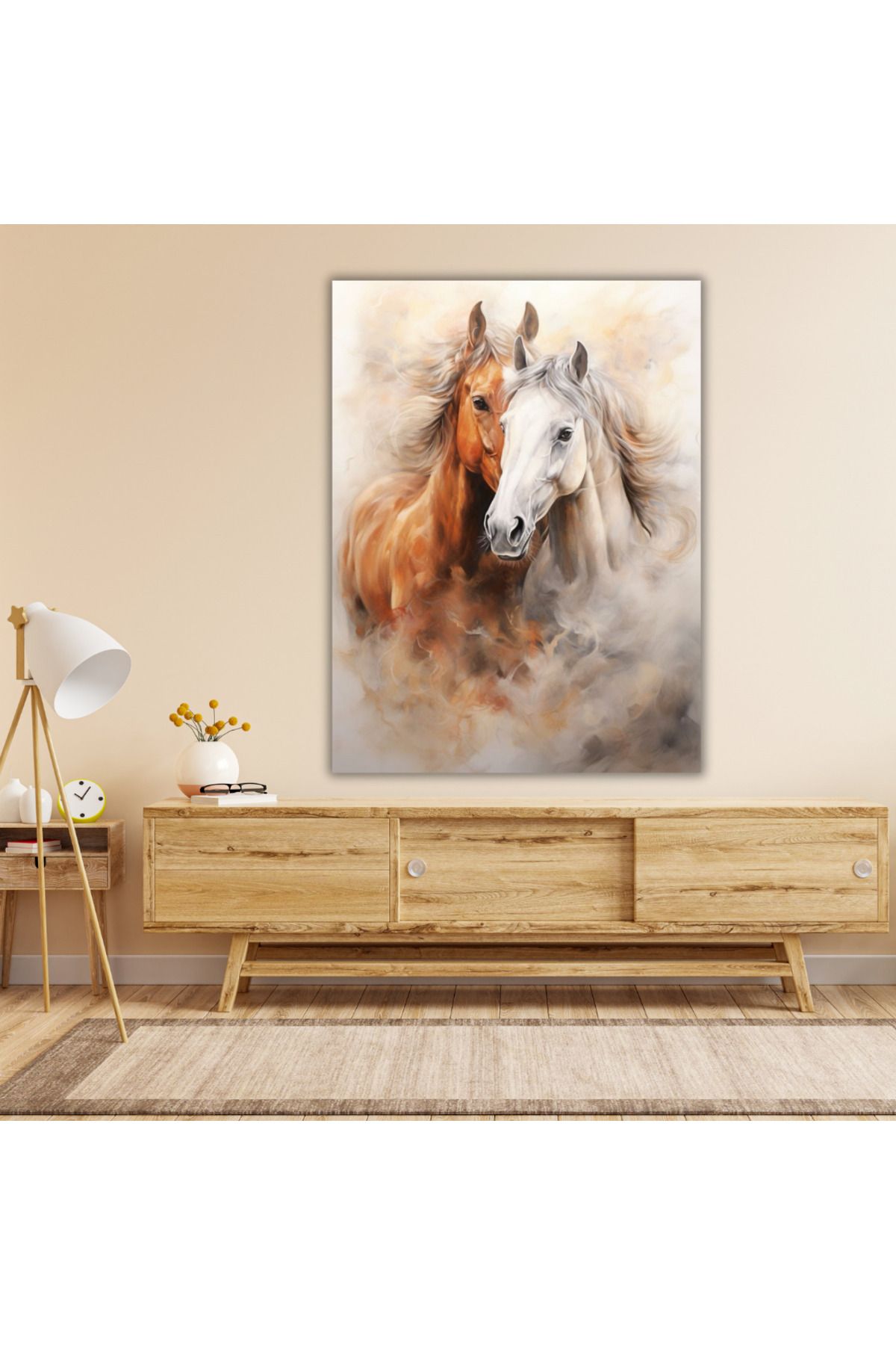 LİLYHOBBYLAND Renkli Baskılı Sayılarla Boyama Hobi Seti (Çerçeveli) 40x50 cm: Asil Atlar