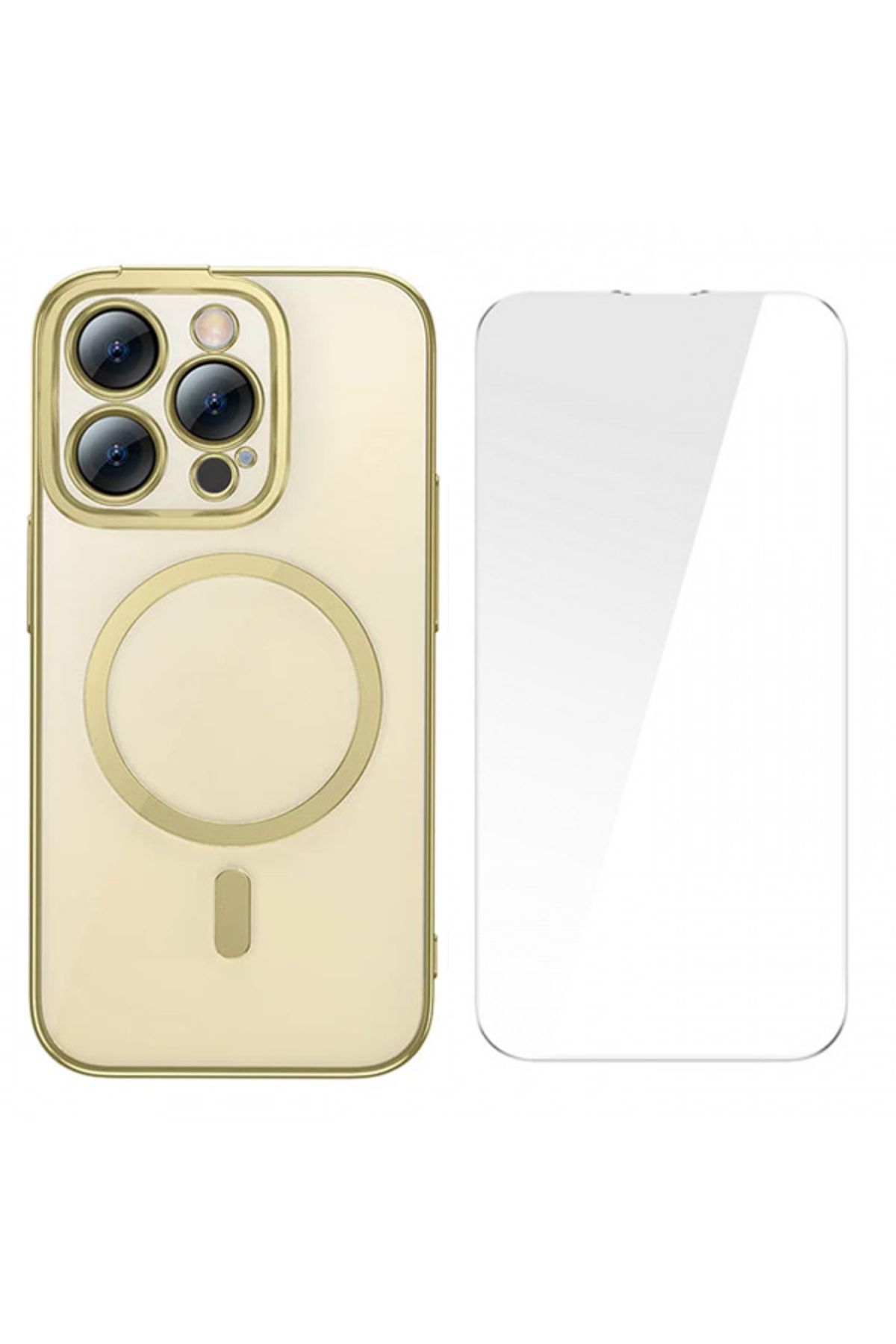 Baseus Glitter iPhone 14 Pro Max 6.7 Magsafe Silikon Kılıf + Tempered Ekran Koruyucu Set