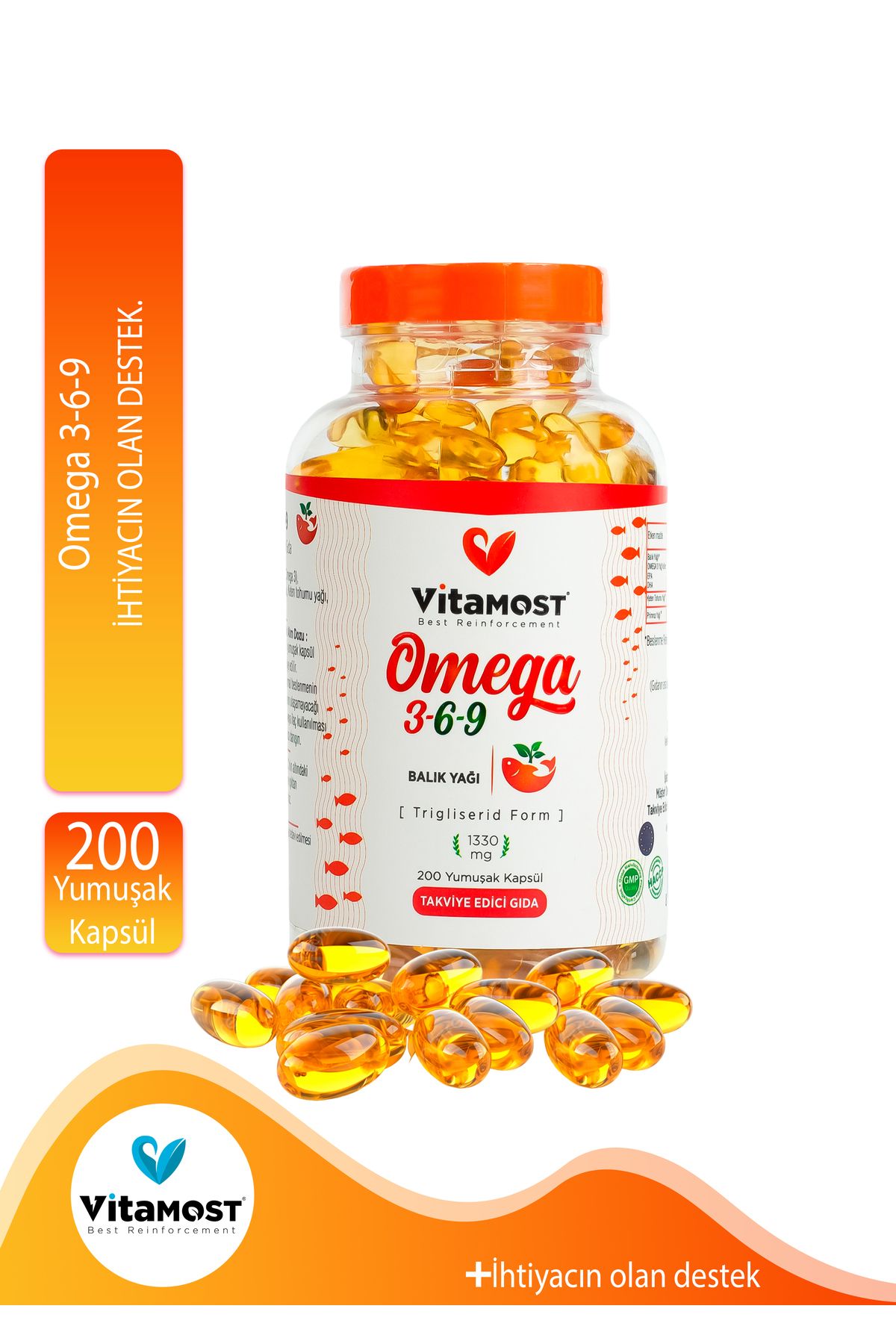 Vitamost Omega 369 200 Kapsül 1330 Mg (omega3, Fish Oil, Balık Yağı )