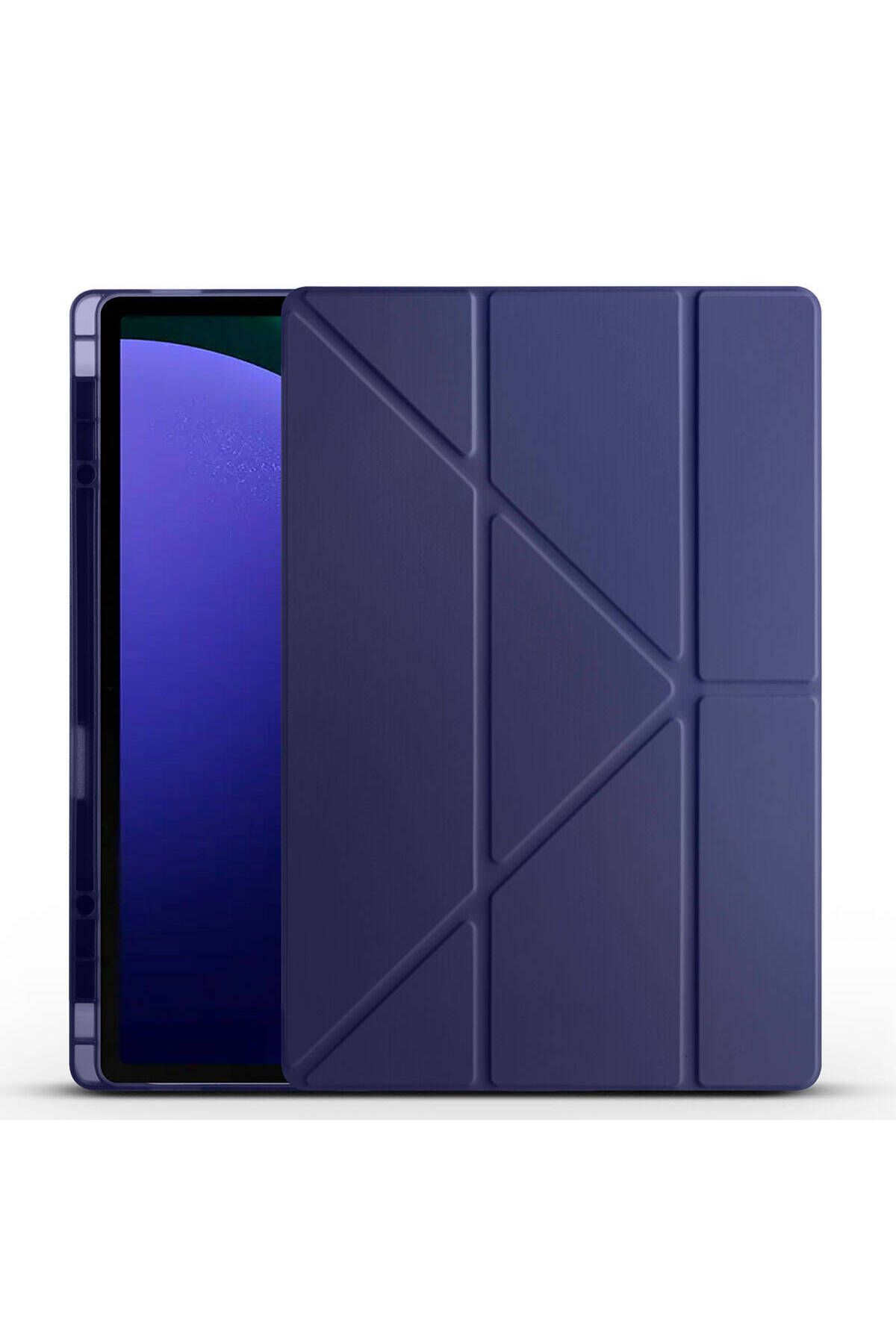 Genel Markalar Galaxy Tab S9 Ultra Kılıf Zore Tri Folding Kalem Bölmeli Standlı Kılıf