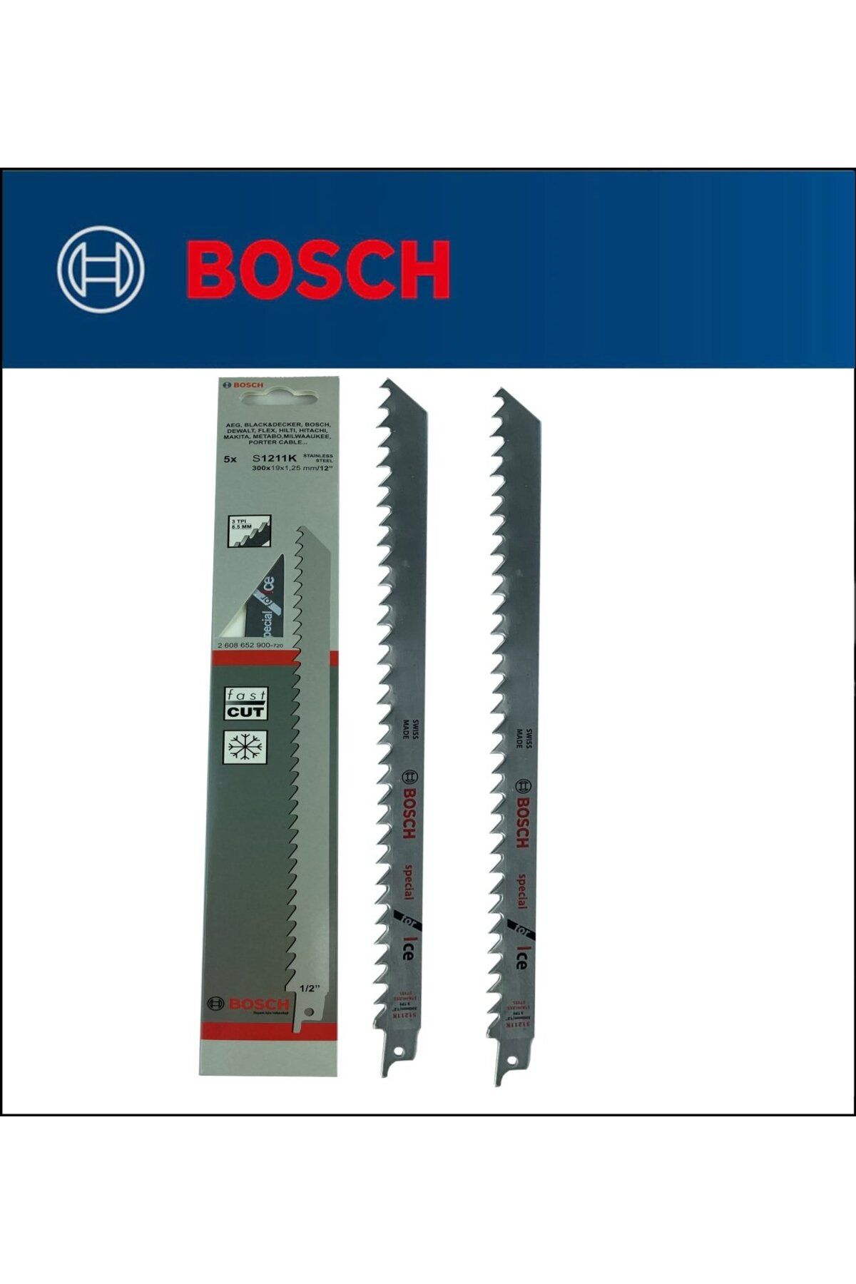 Bosch 2 Adet Tilki Kuyruğu Bıçağı S 1211 K - Buz ve Kemik Kesme 2 608 652 900 2'Li Paket