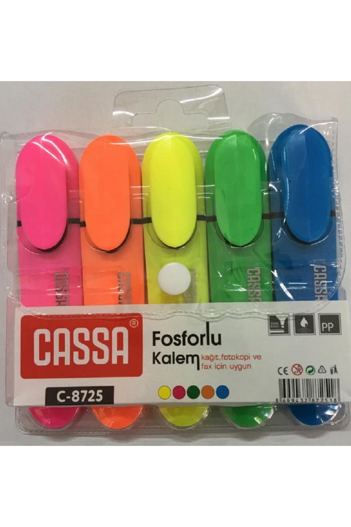 Cassa C-8725 FOSFORLU KALEM 5'Lİ PVC PAKET