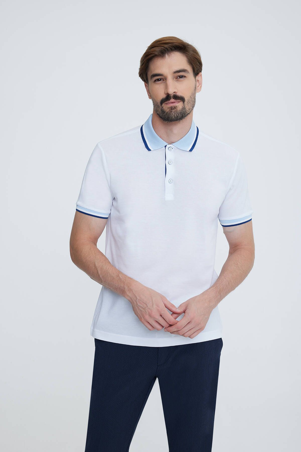 YSF Erkek Beyaz Polo Yaka T-shirt