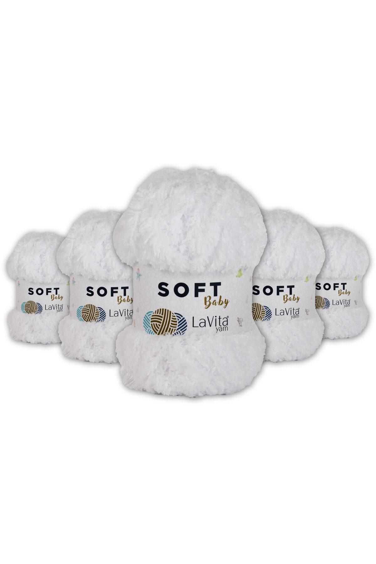 LaVita Yarn  Soft Baby Kadife İp Amigurumi 5'li Paket El Örgü Ipi Taka Yarn (1002-Beyaz) Taka Yarn