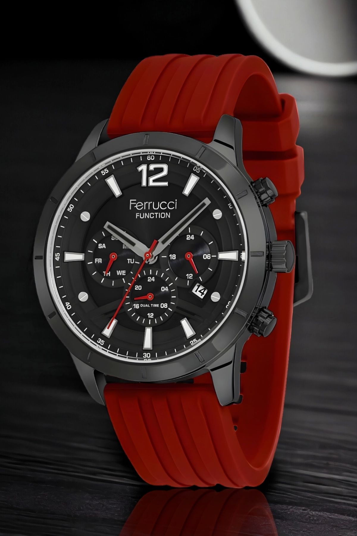 Ferrucci Kırmızı-Siyah Renk FCF.13568FS.04 Fonksiyonlar Aktif Erkek Kol Saati+Bileklik zmfer154