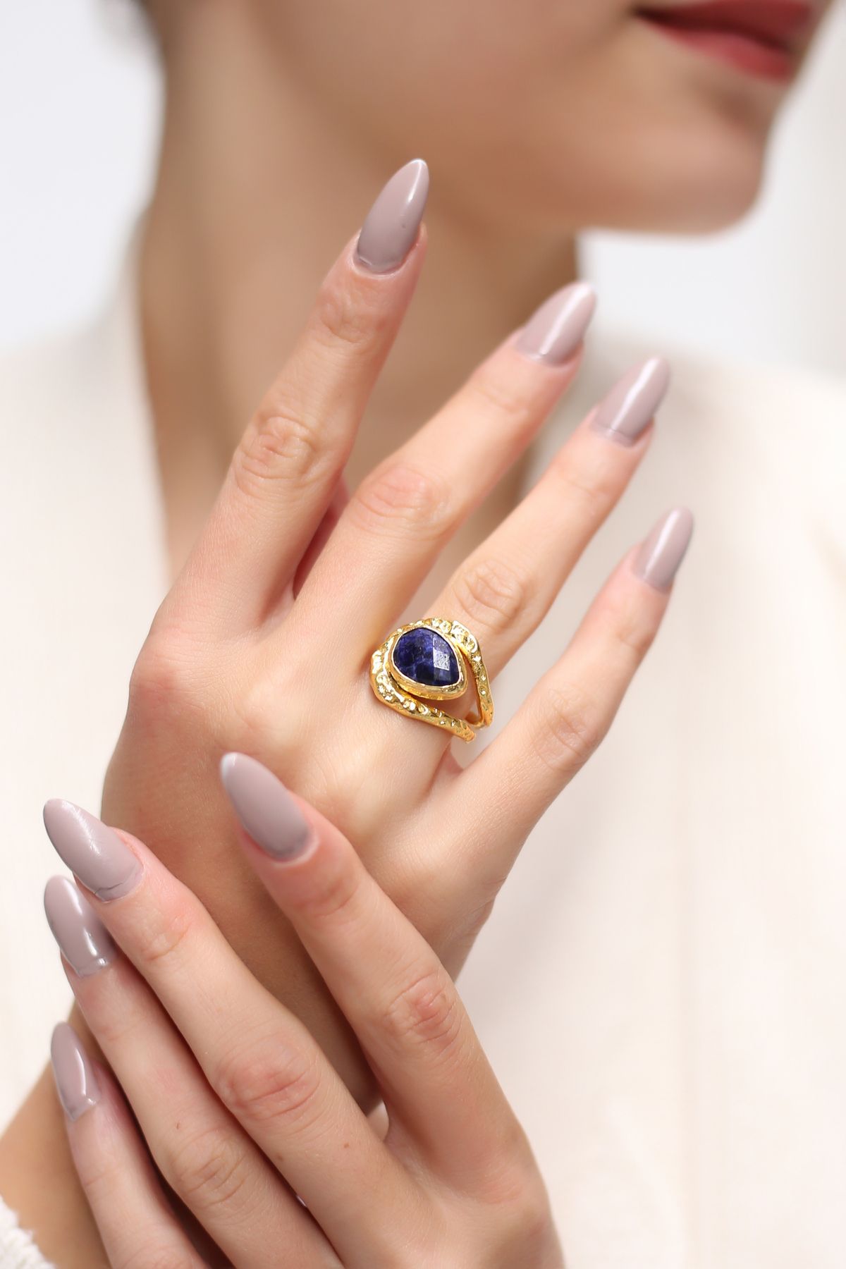 Latelier de Mira Doğal Taşlı Yüzük& Lapis Lazuli Taş Yüzük& Enerji Yüzüğü