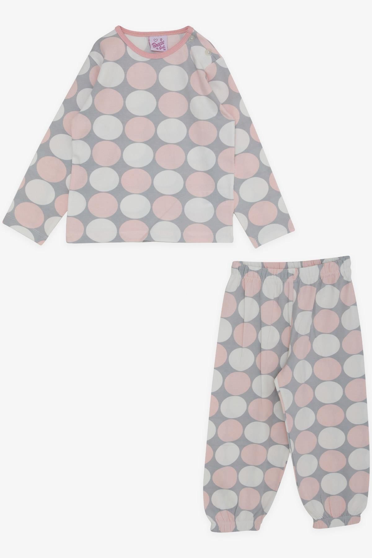 Breeze Kız Bebek Pijama Takımı Renkli Puan Desenli 9 Ay-3 Yaş, Gri