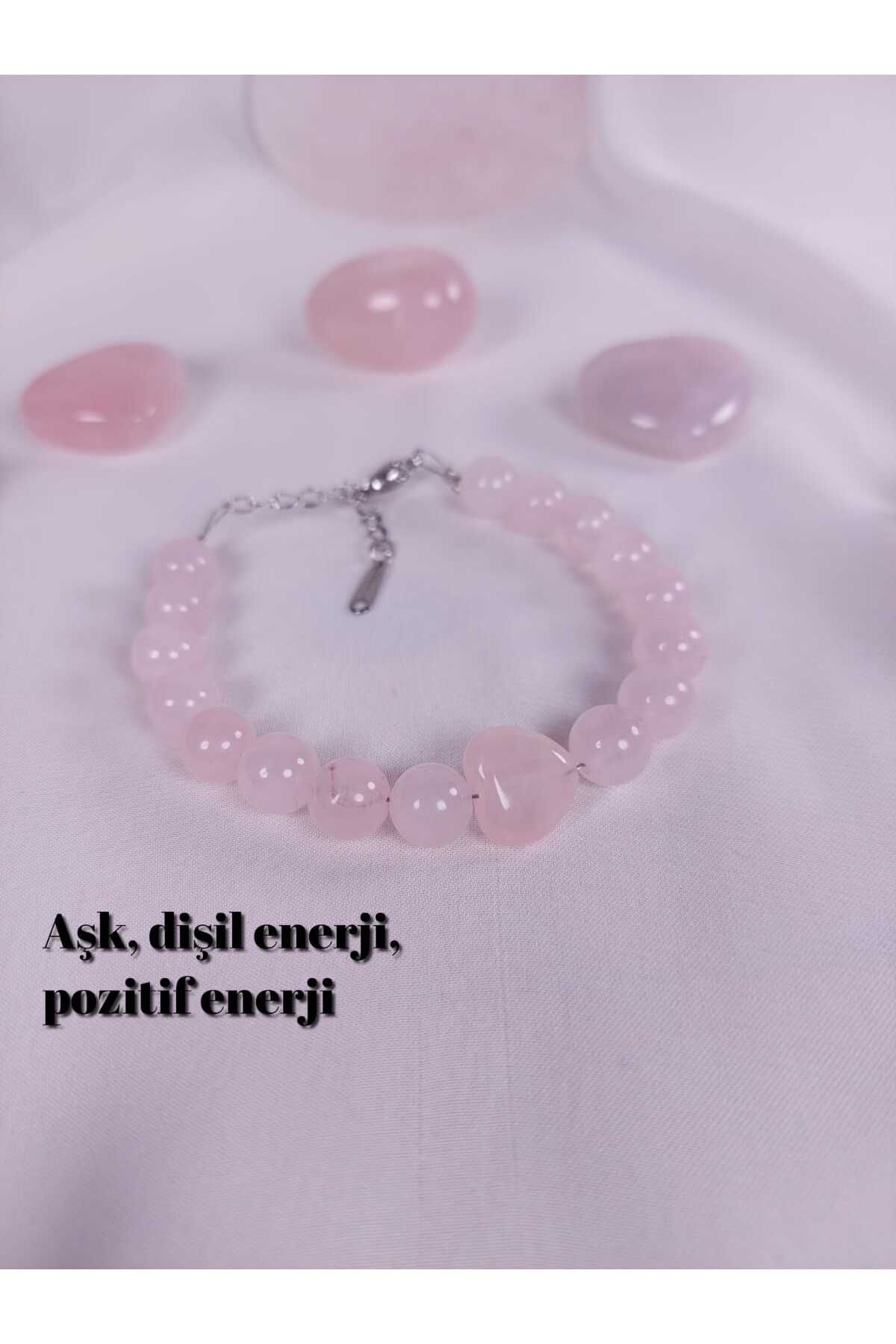 issedogaltas PEMBE KUVARS ÖZEL TASARIM HEDİYELİK ÇELİK BİLEKLİK