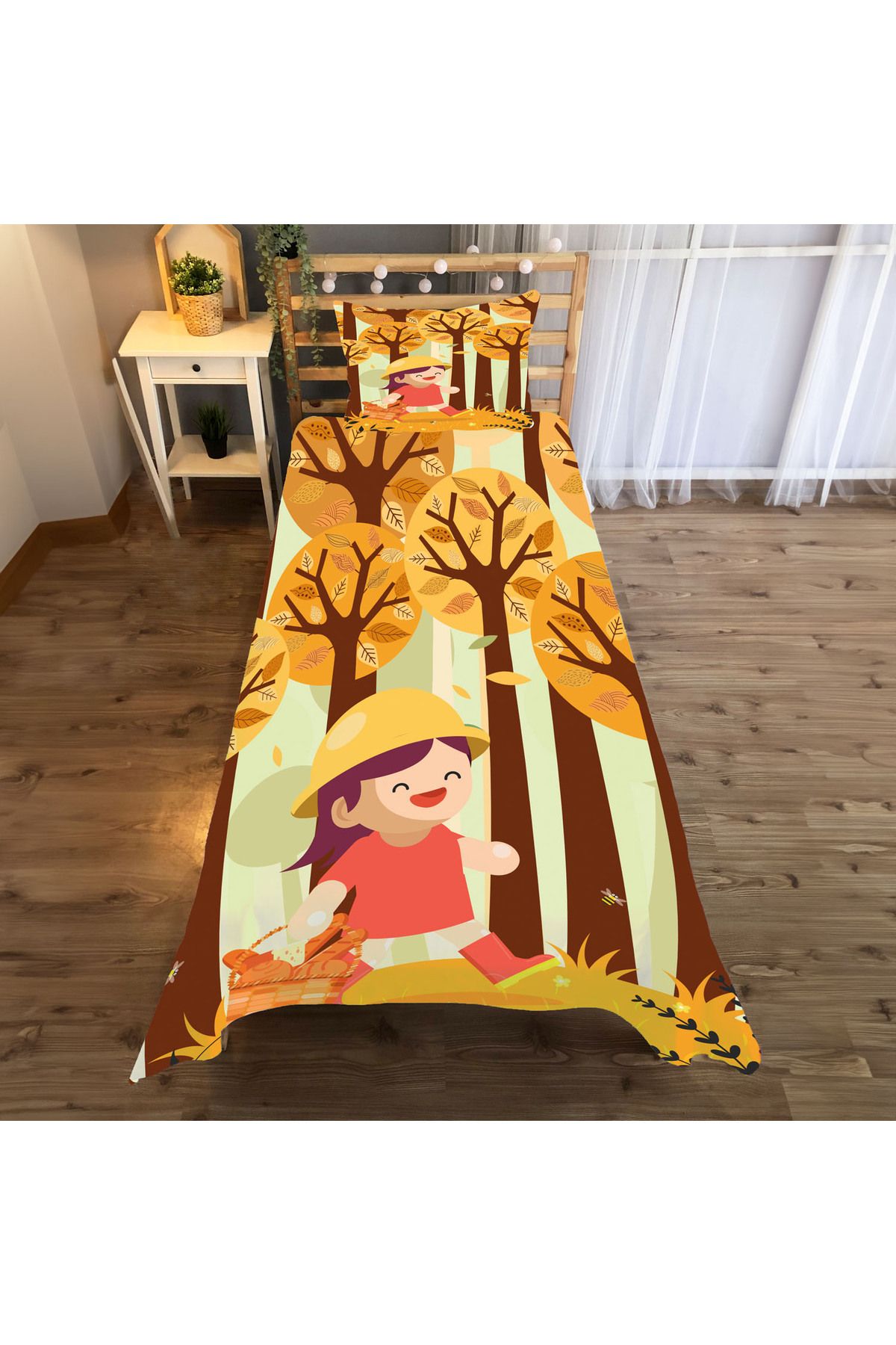 Evan Home sonbahar Desenli Yatak örtüsü ve yastık kılıfı 2li takımı
