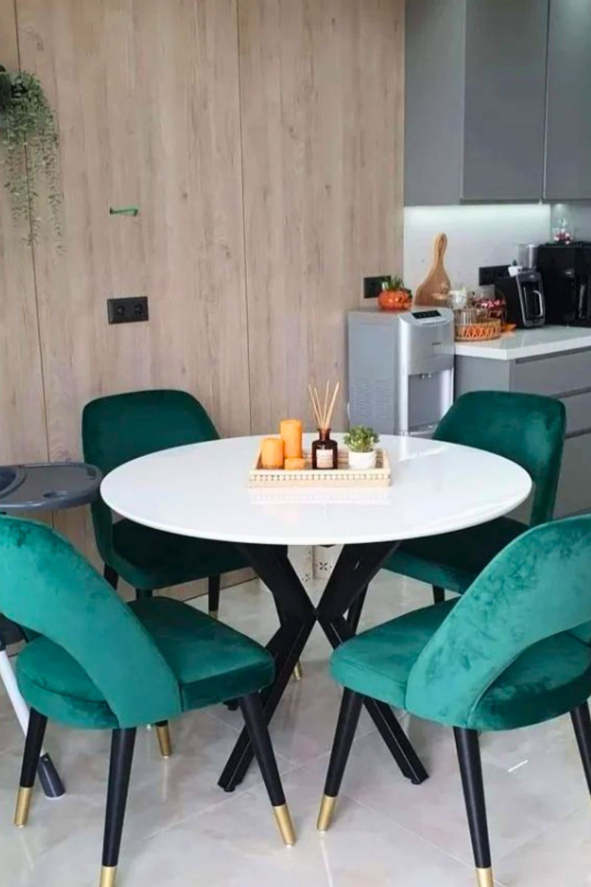 PUCCİ HOME Cliff Ayetra Yeşil Renk Modern Yemek Masası Takımı (4 kişilik)