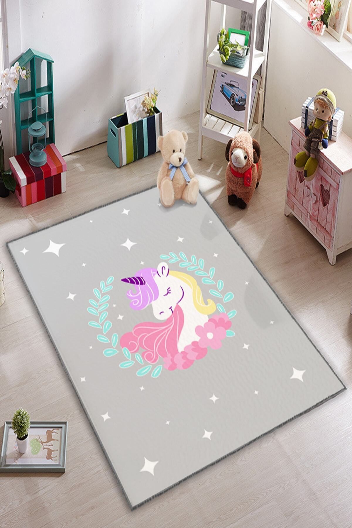 Alelay Sevimli Unicorn Çocuk Odası Halısı