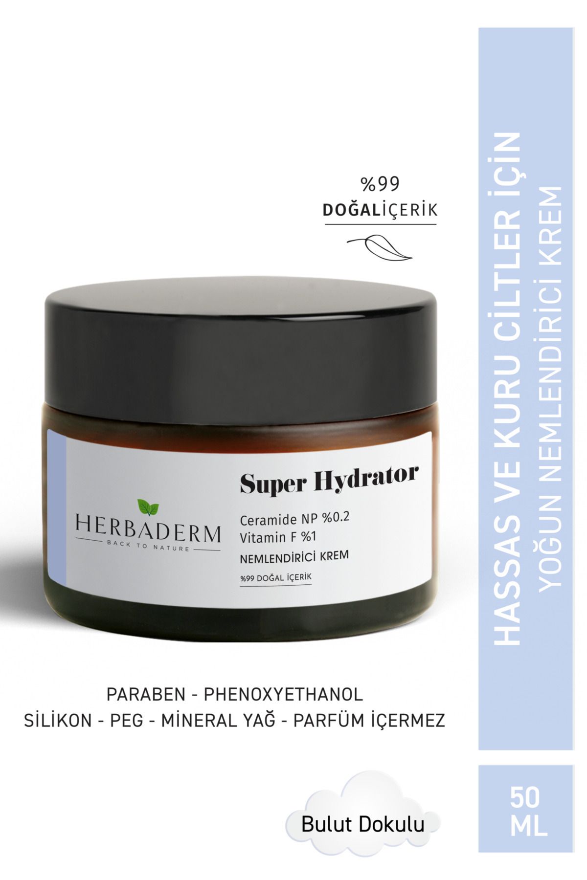 Herbaderm Super Hydrator Yoğun Nemlendirici Ceramide Np + Vitamin F, Hassas Ciltler